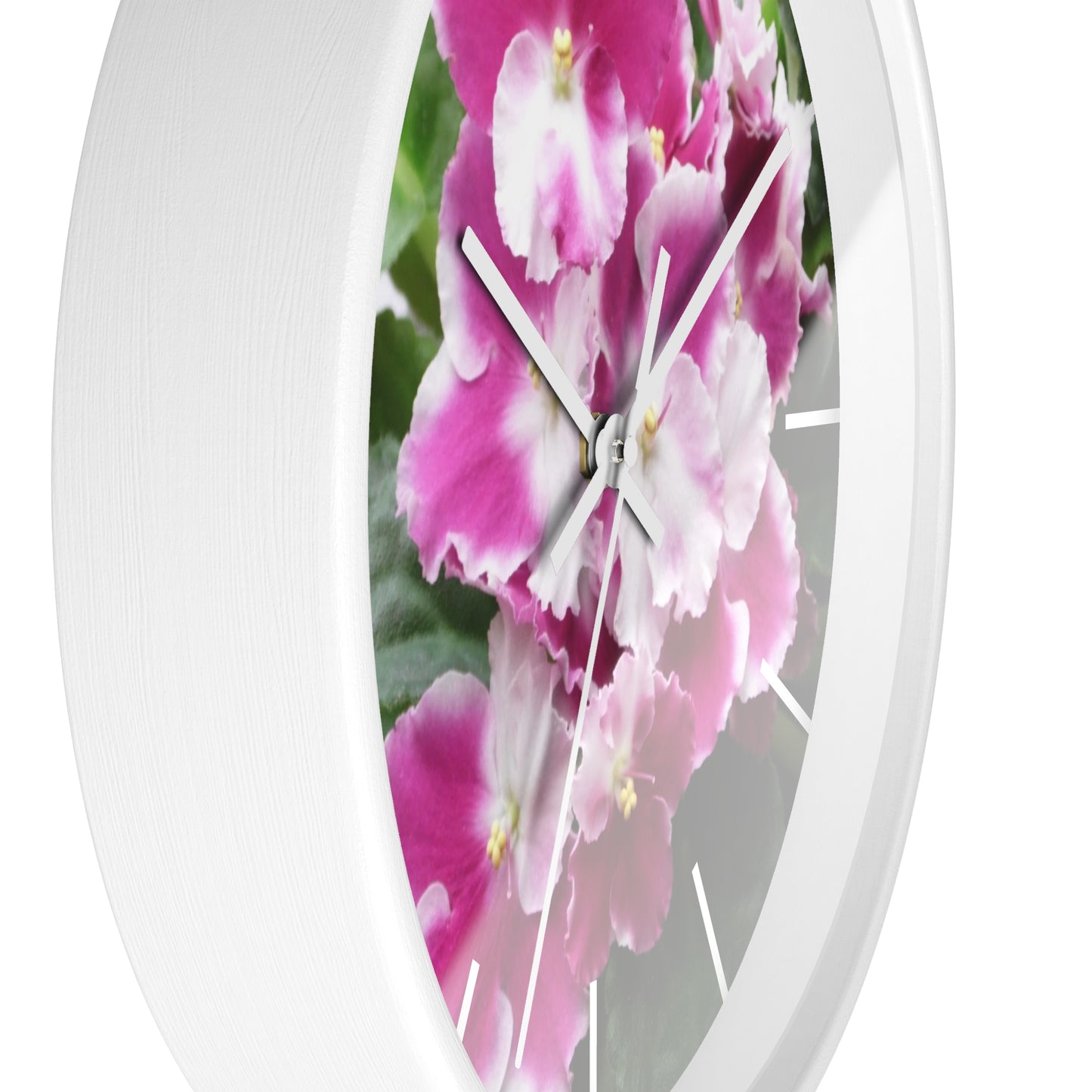 African Violet Framed Wall Clock