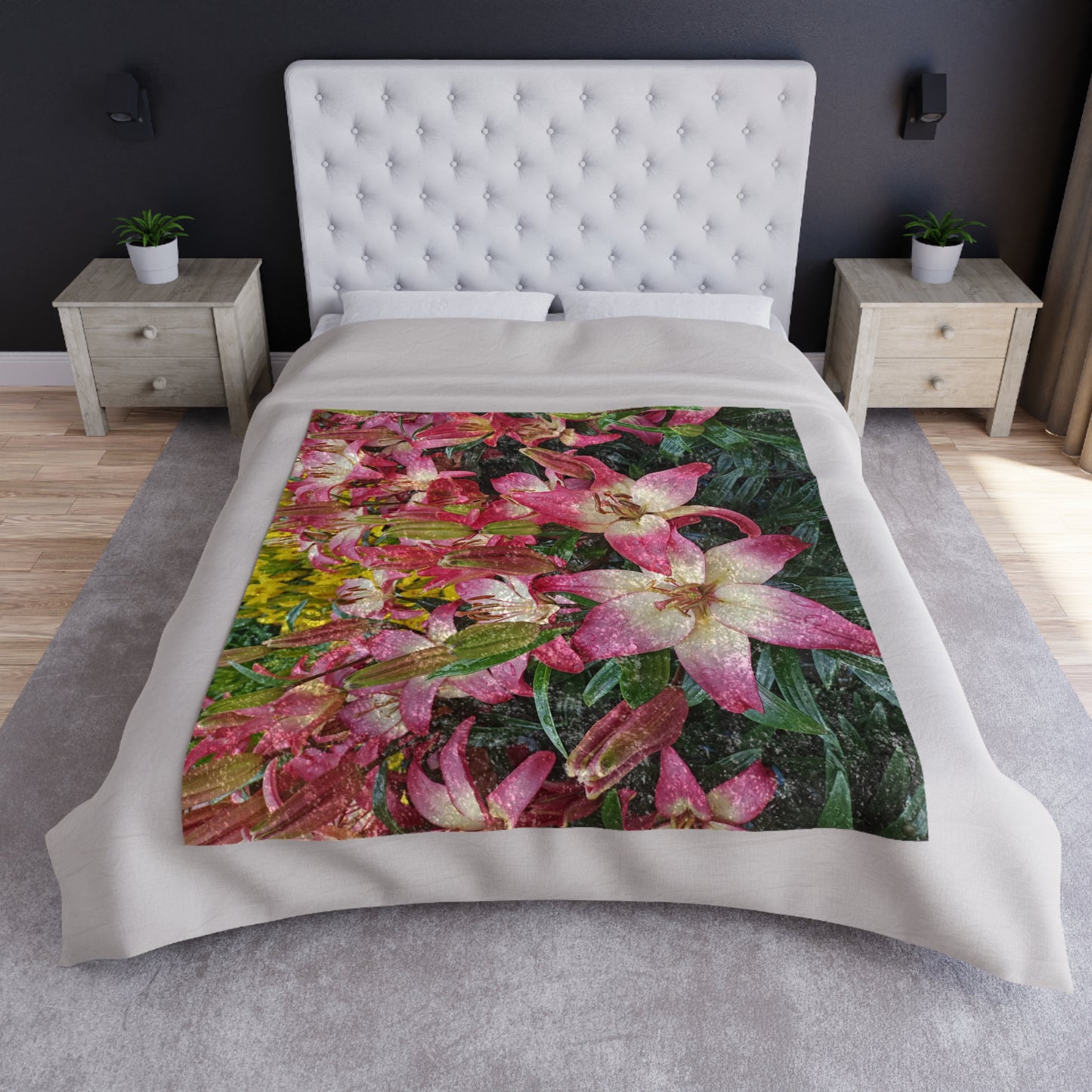 Lovely Lilies Crushed Velvet Blanket