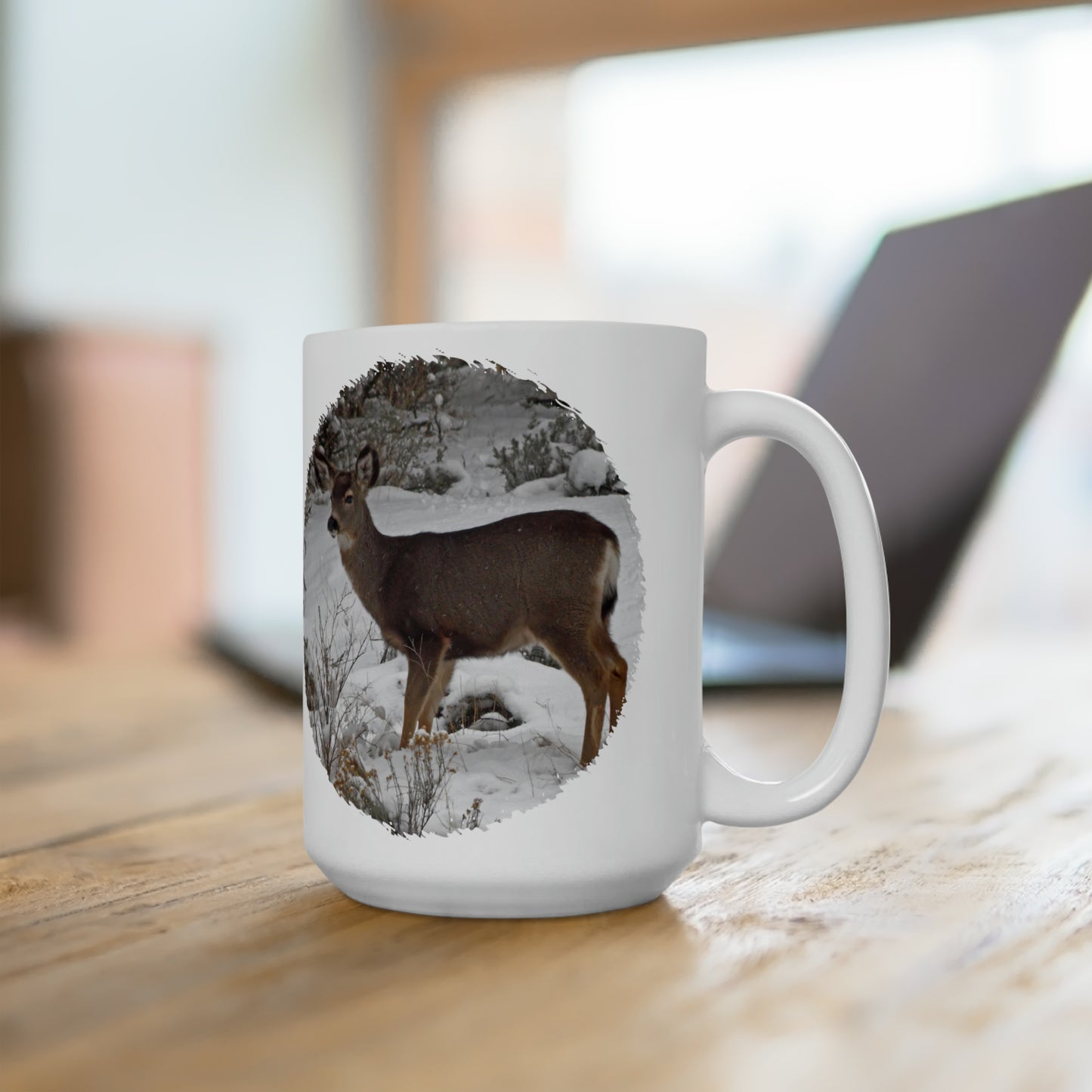 Snowy Deer Ceramic Mug 15oz