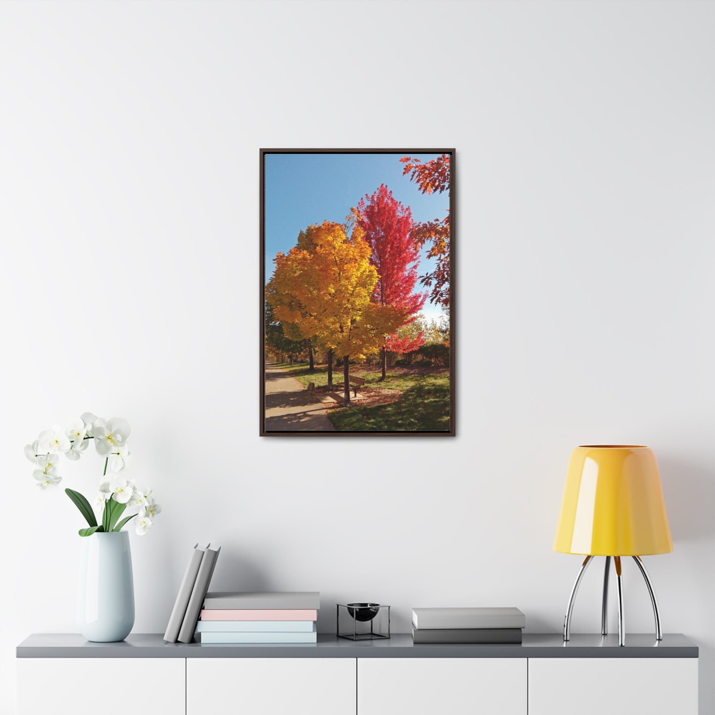 Autumn Bench Gallery Canvas Wraps Framed