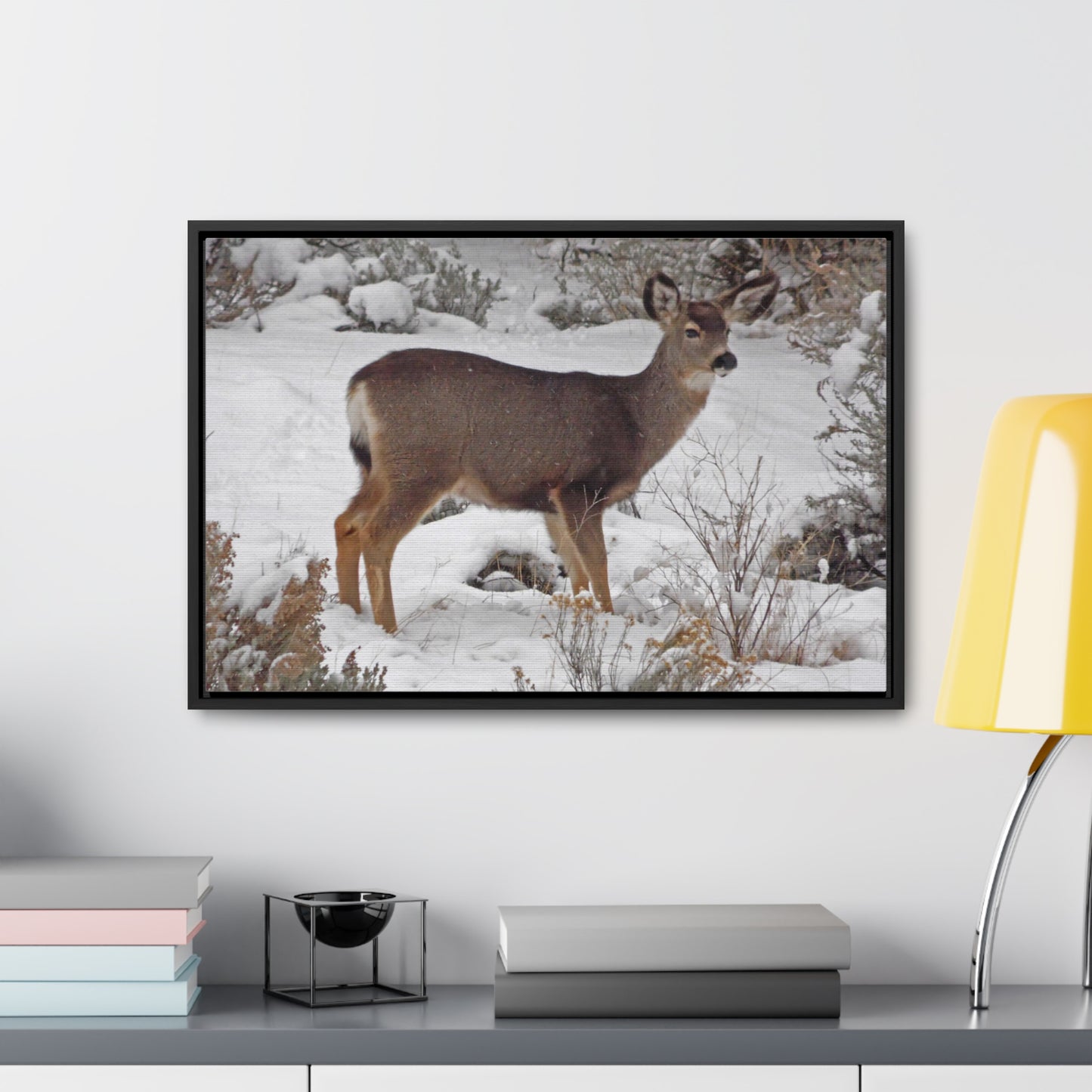 Snowy Deer Gallery Canvas Wraps Framed