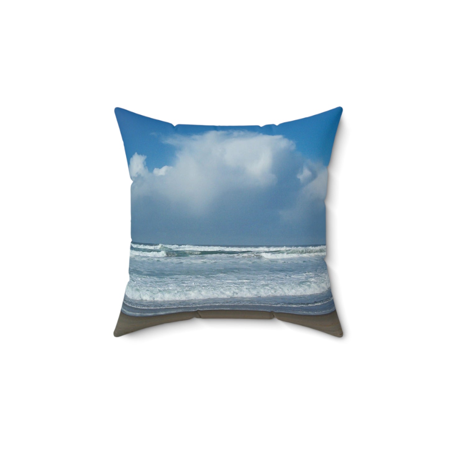 Blue Sky Beach Spun Polyester Square Pillow