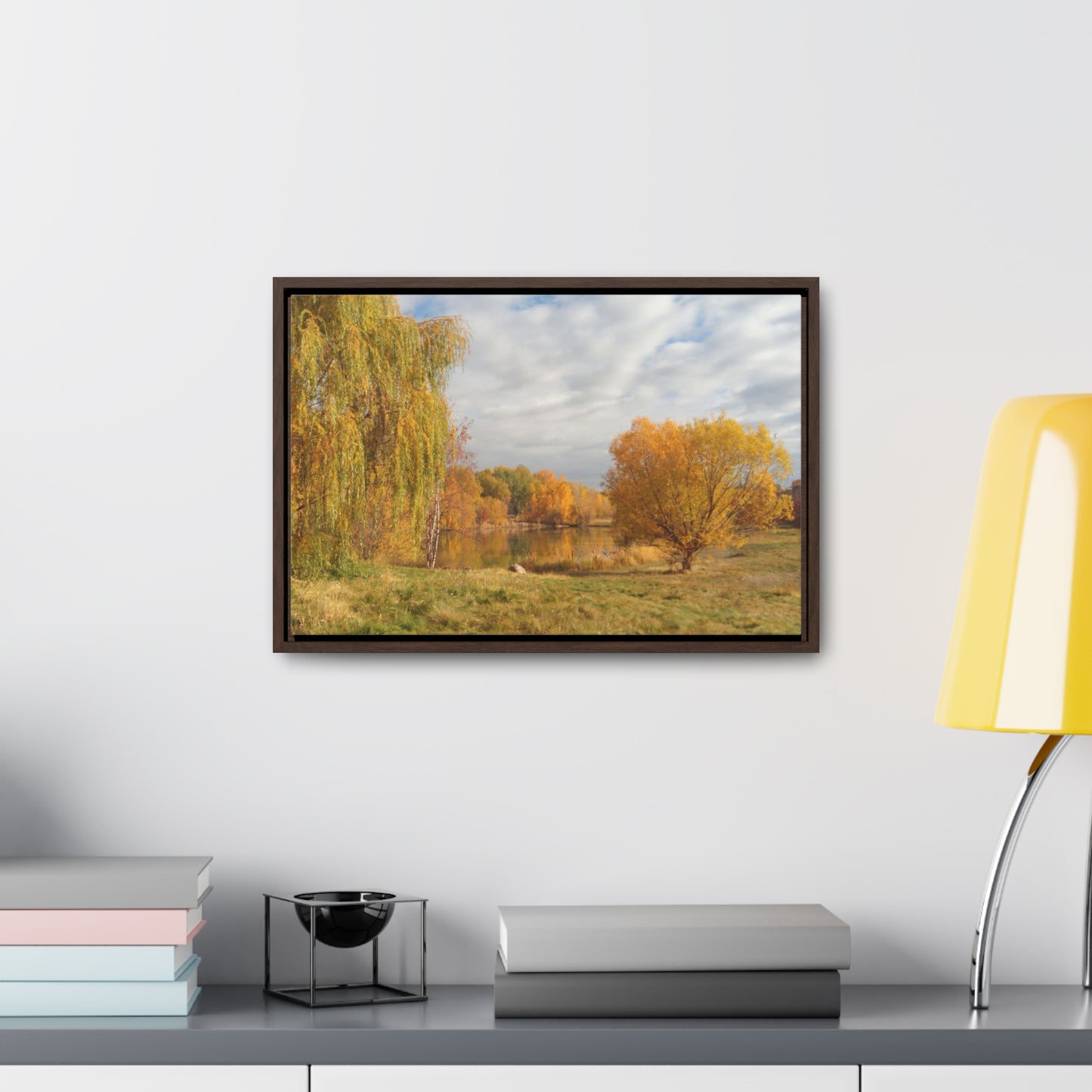 Golden Autumn Pond Gallery Canvas Wraps Framed