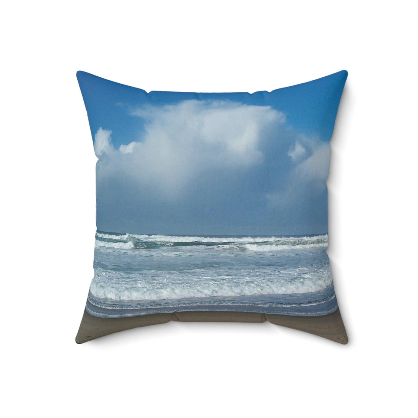 Blue Sky Beach Spun Polyester Square Pillow