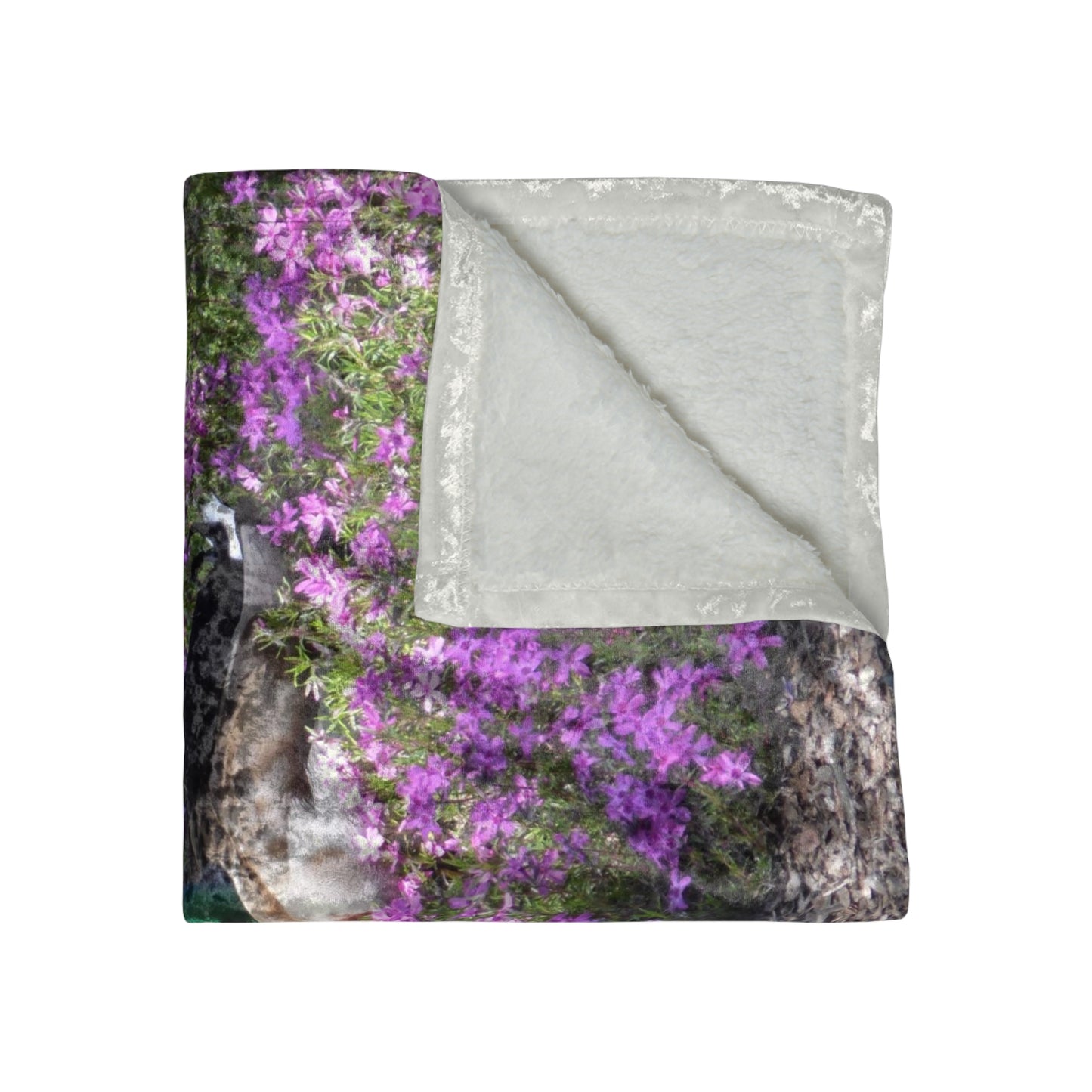 Duck Resting In Flowers Crushed Velvet Blanket