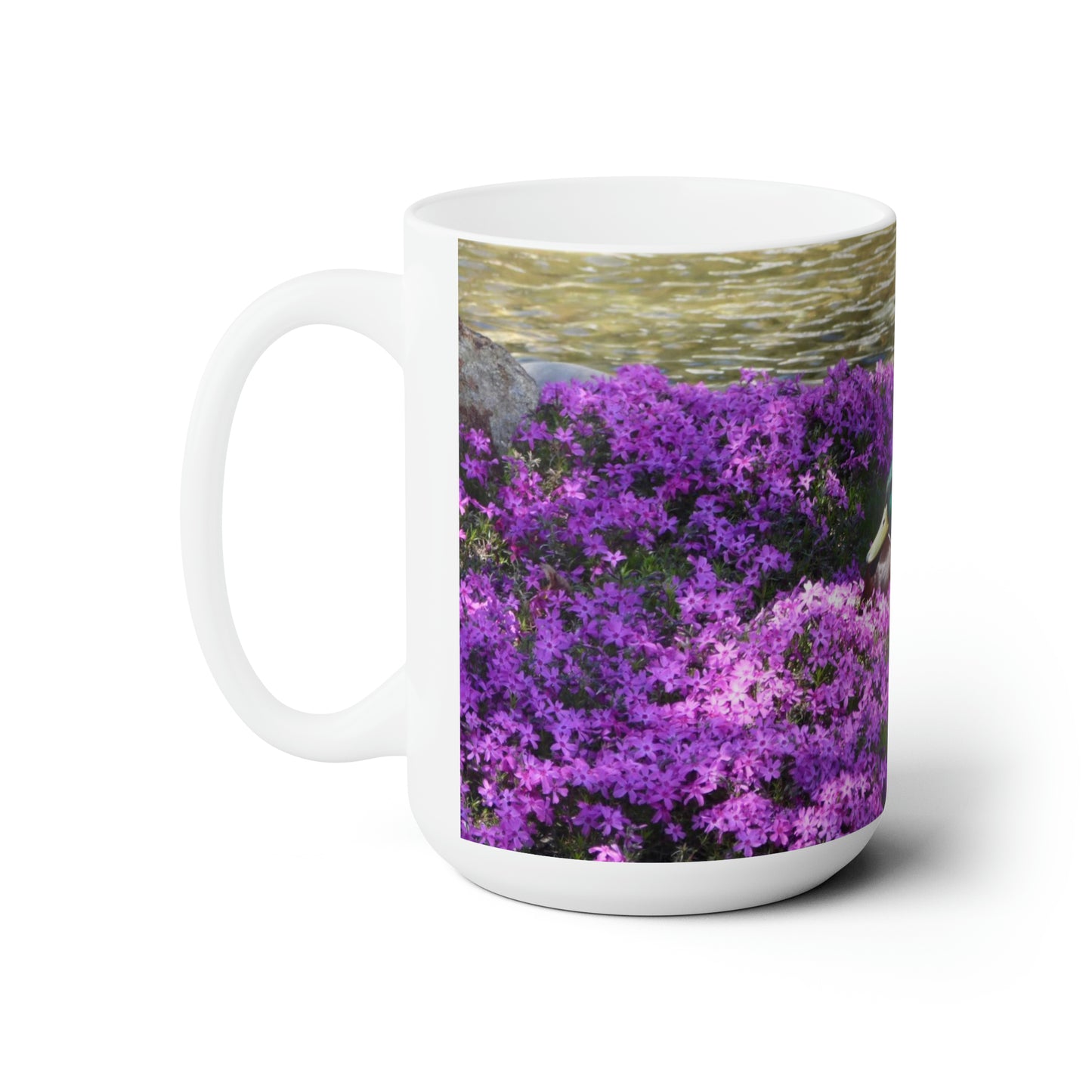 Duck Resting In Flowers Ceramic Mug 15oz