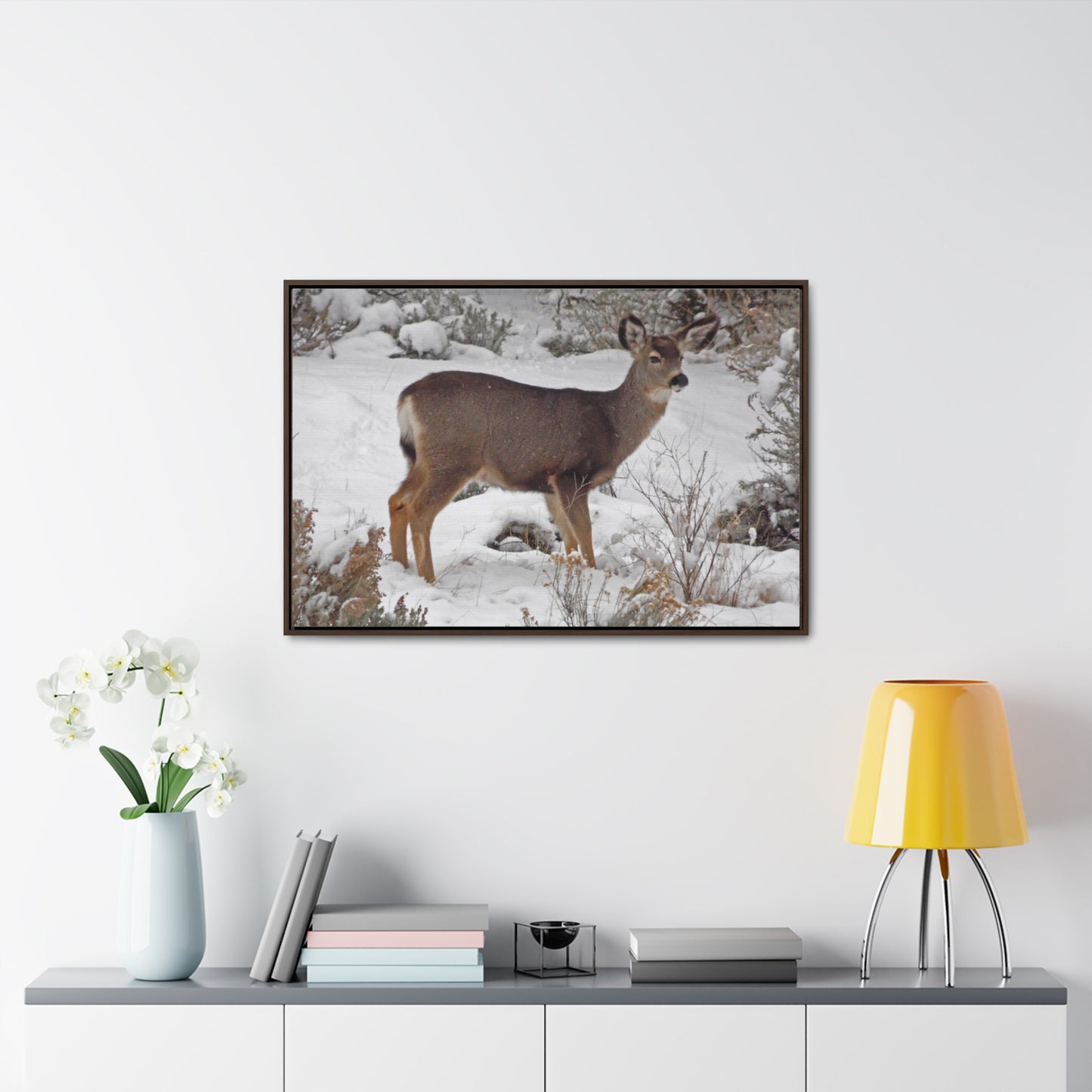 Snowy Deer Gallery Canvas Wraps Framed