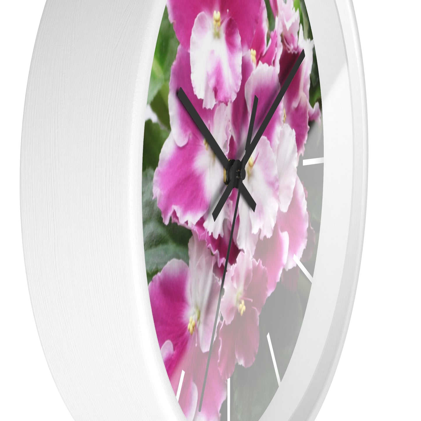 African Violet Framed Wall Clock