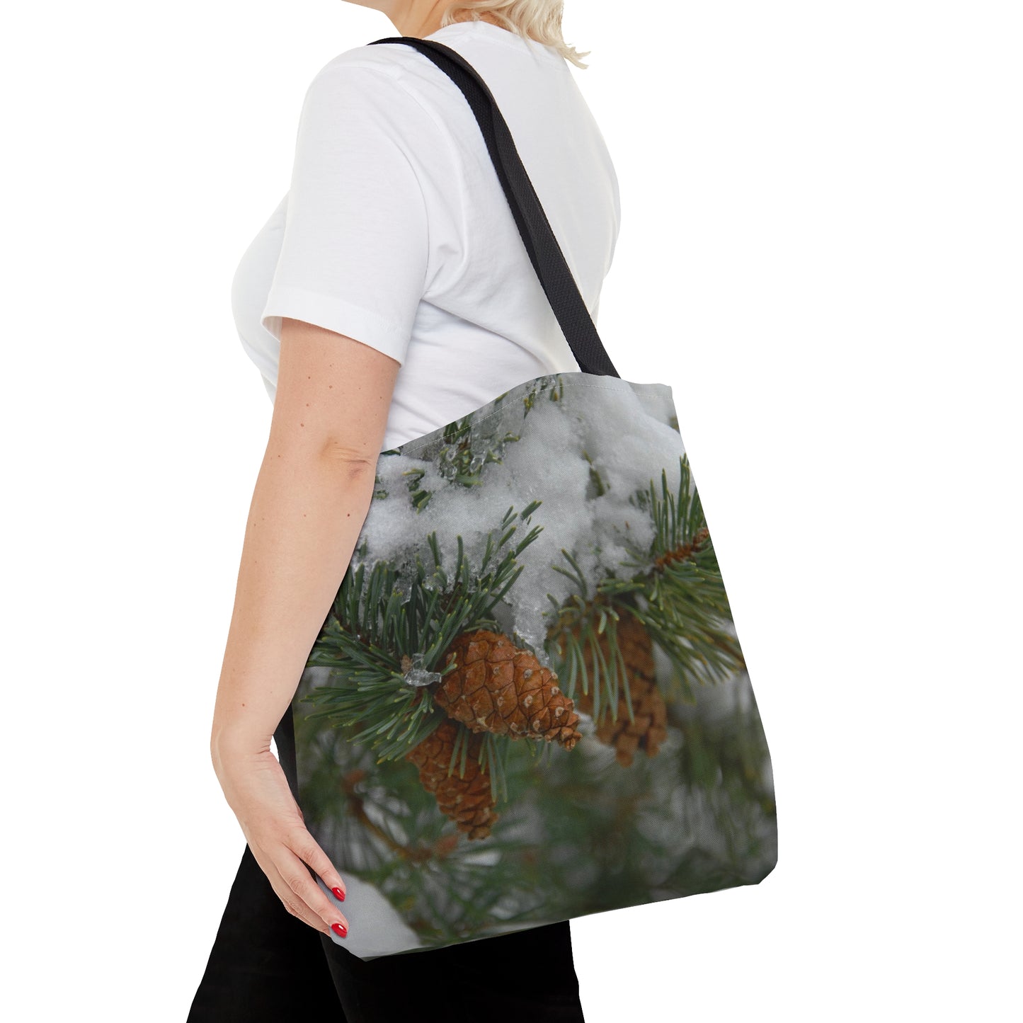 Snowy Fir Cones Tote Bag