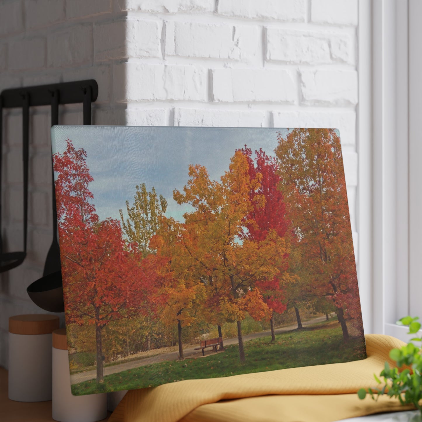 Autumn Serenity Glass Cutting Board Hand Wash