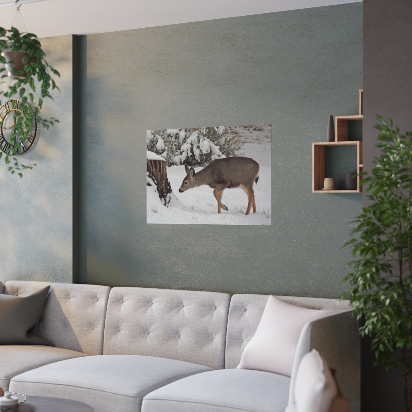 Winter Deer Satin Posters