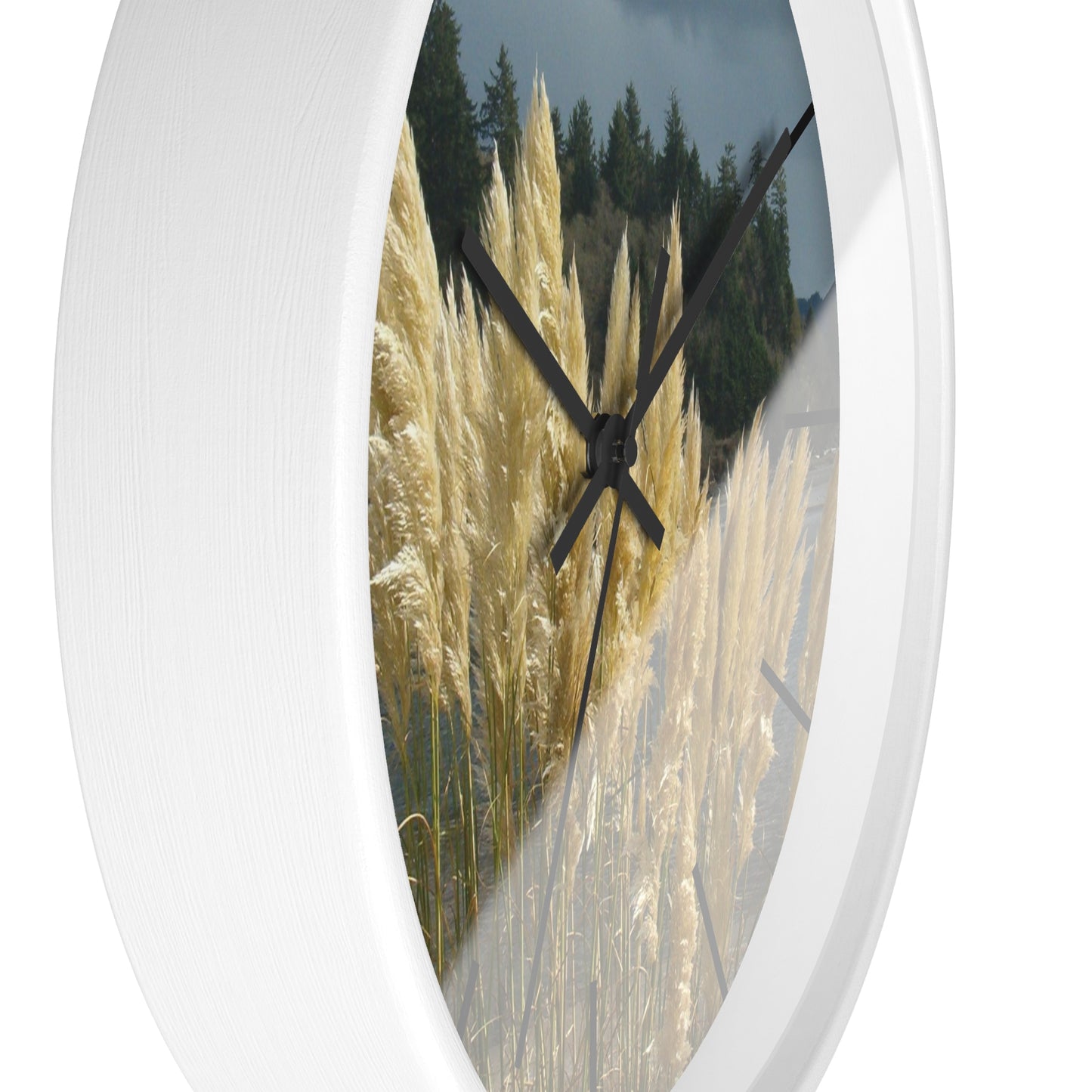 Golden Coastal Pampas Wall Clock