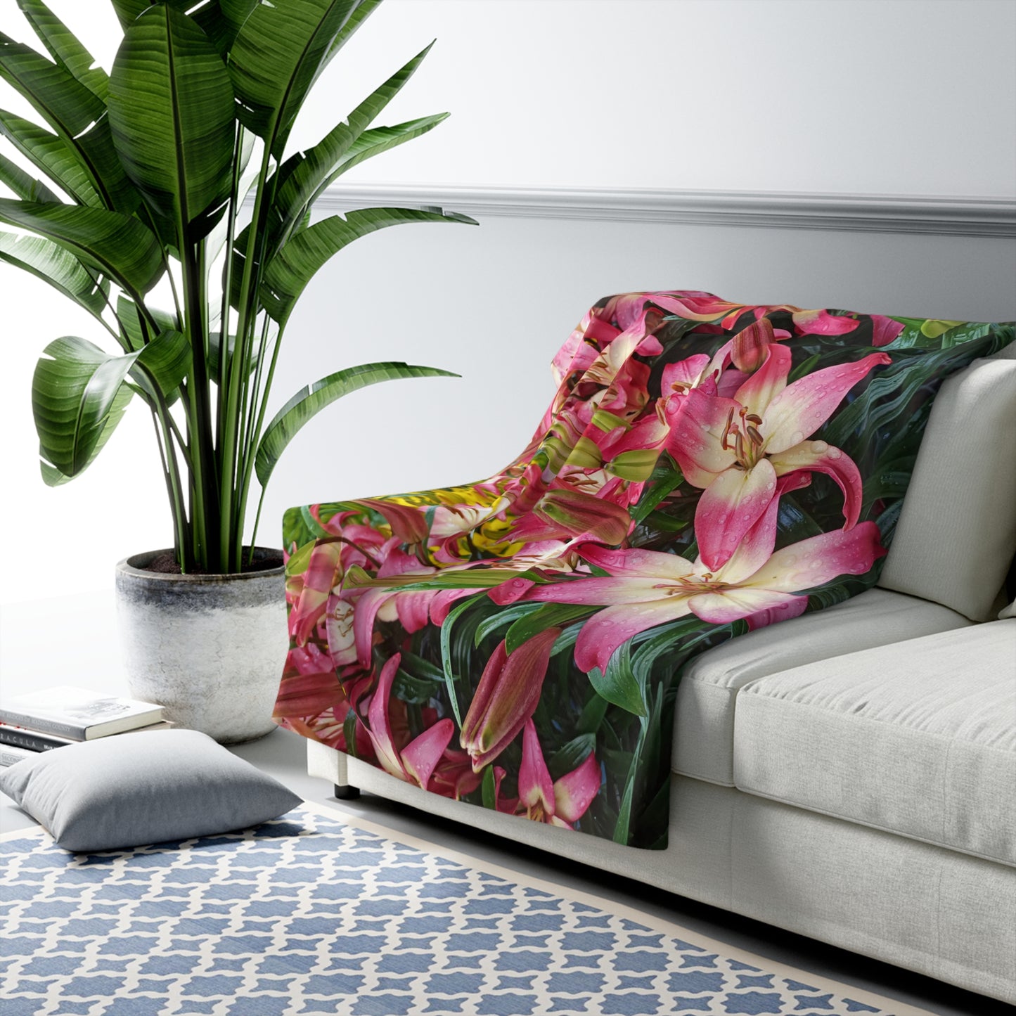 Lovely Lilies Sherpa Fleece Blanket