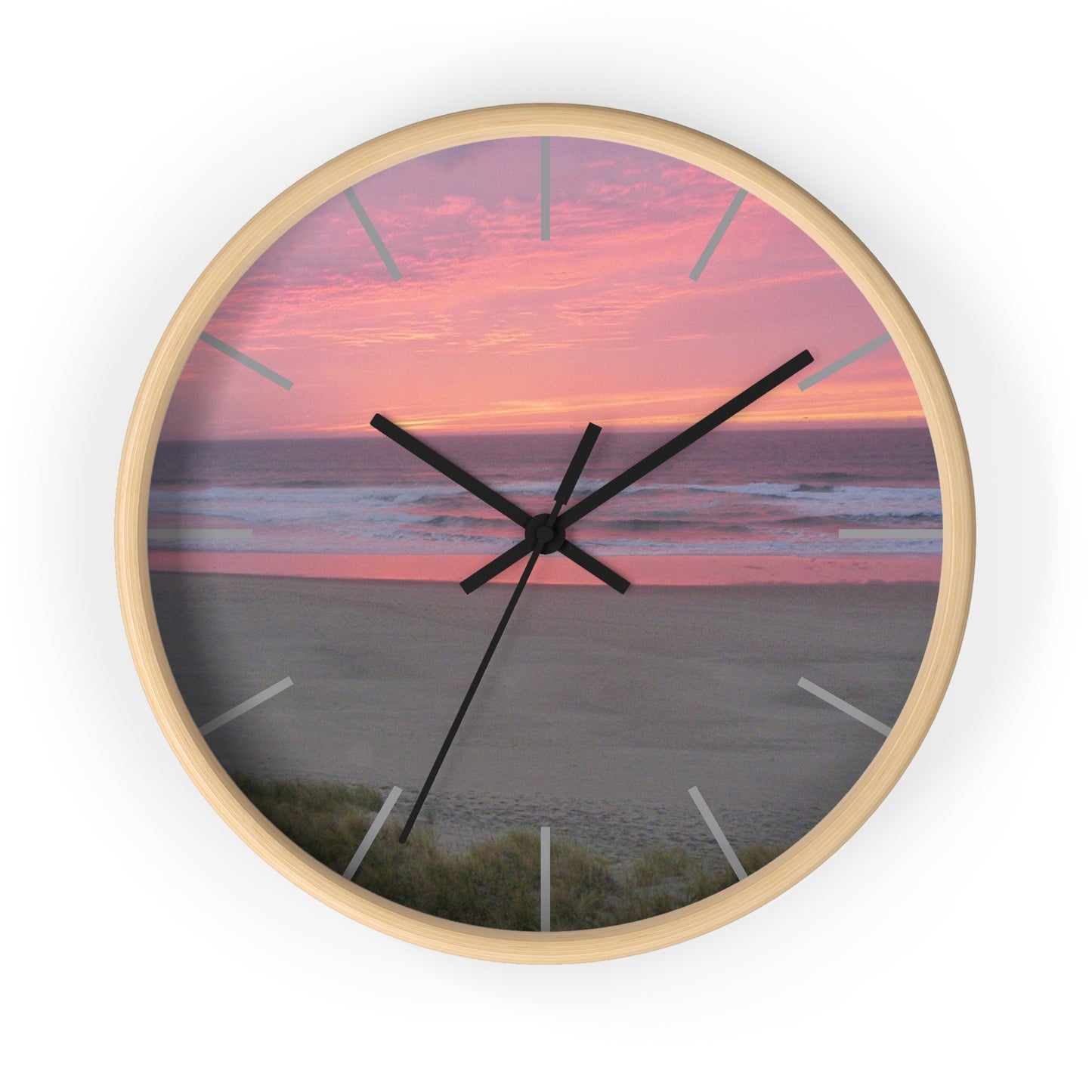 Pink Ocean Sunset Framed Wall Clock