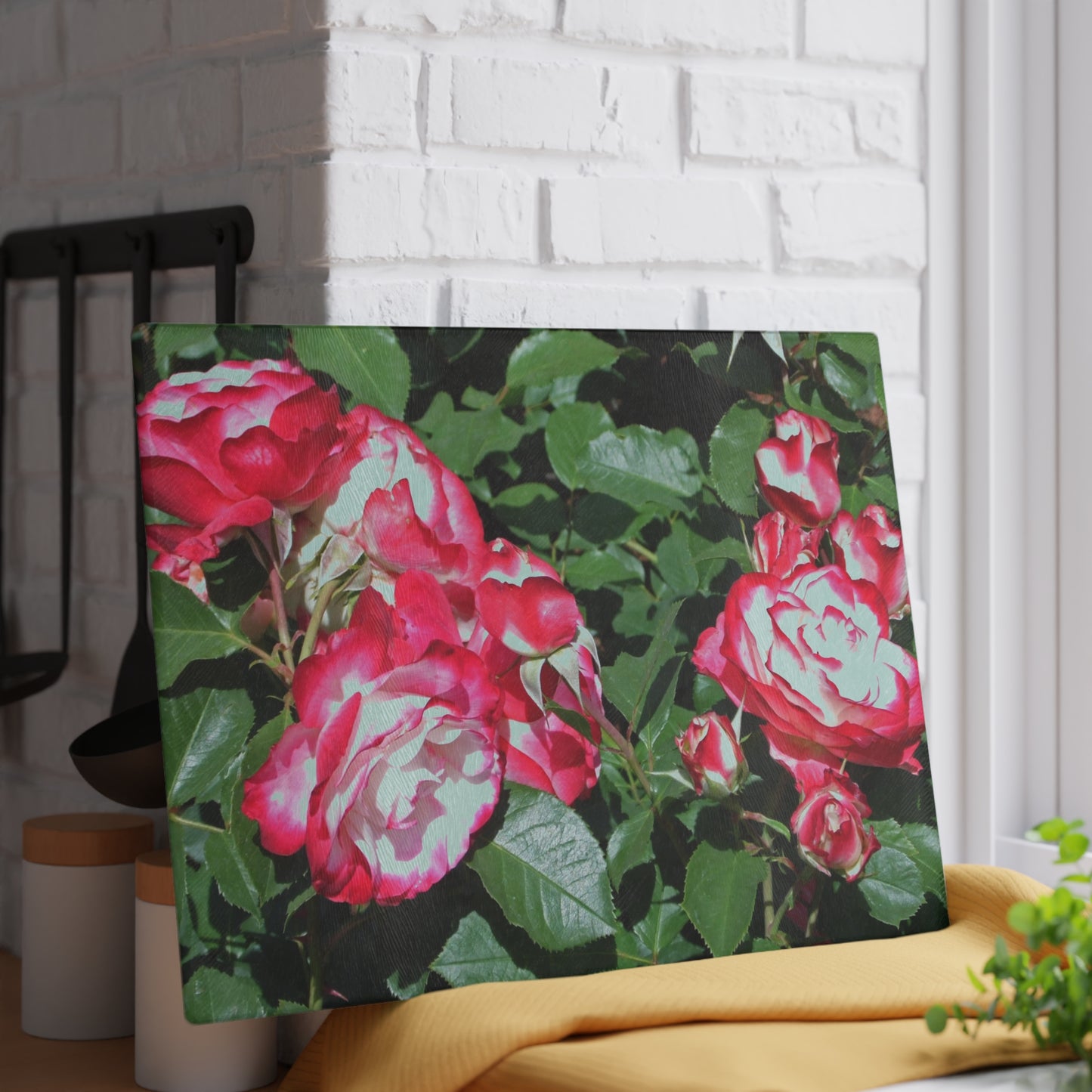 Romantic Roses Glass Cutting Board Hand Wash