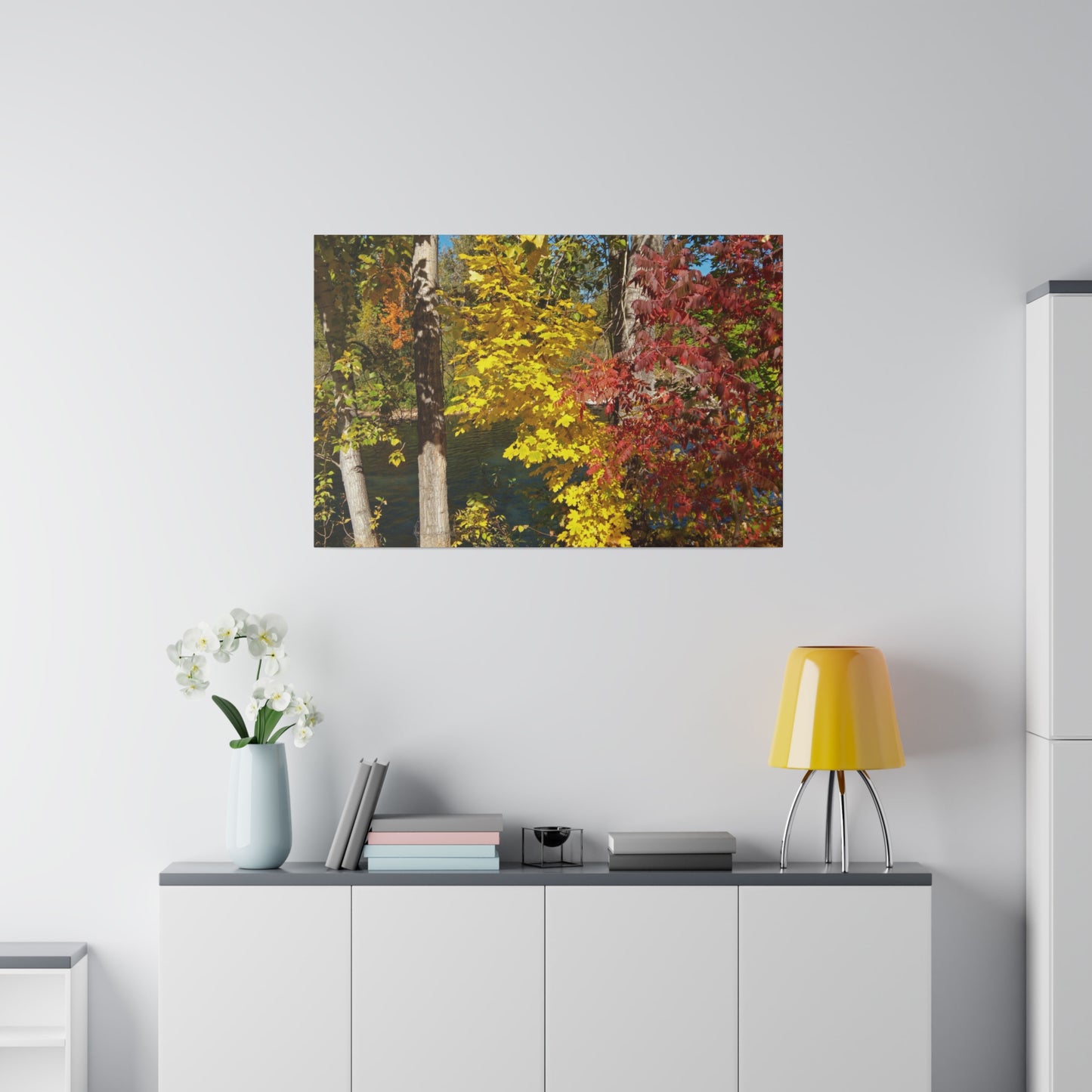 River & Autumn Leaves Matte Canvas