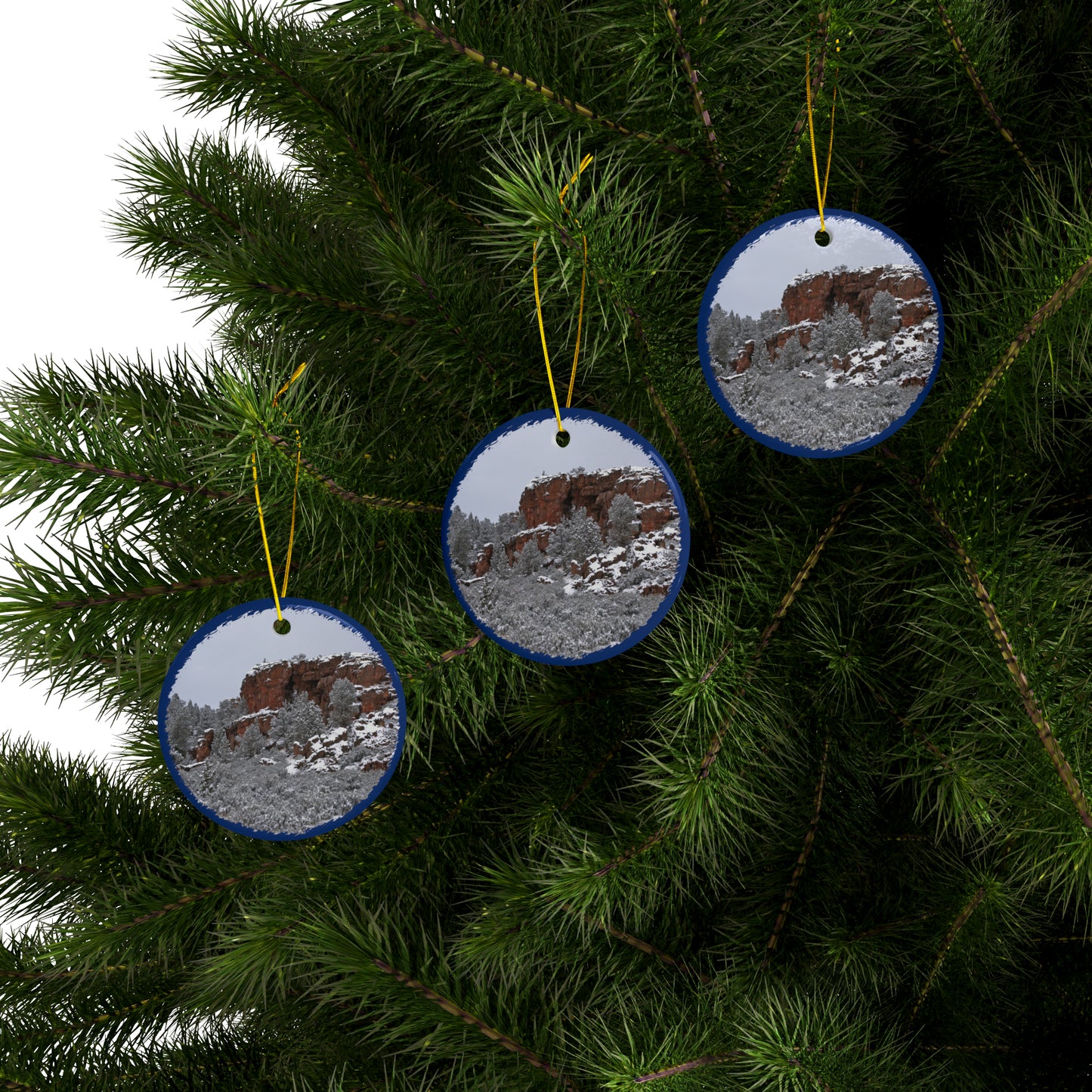Winter Cliff Ceramic Ornaments