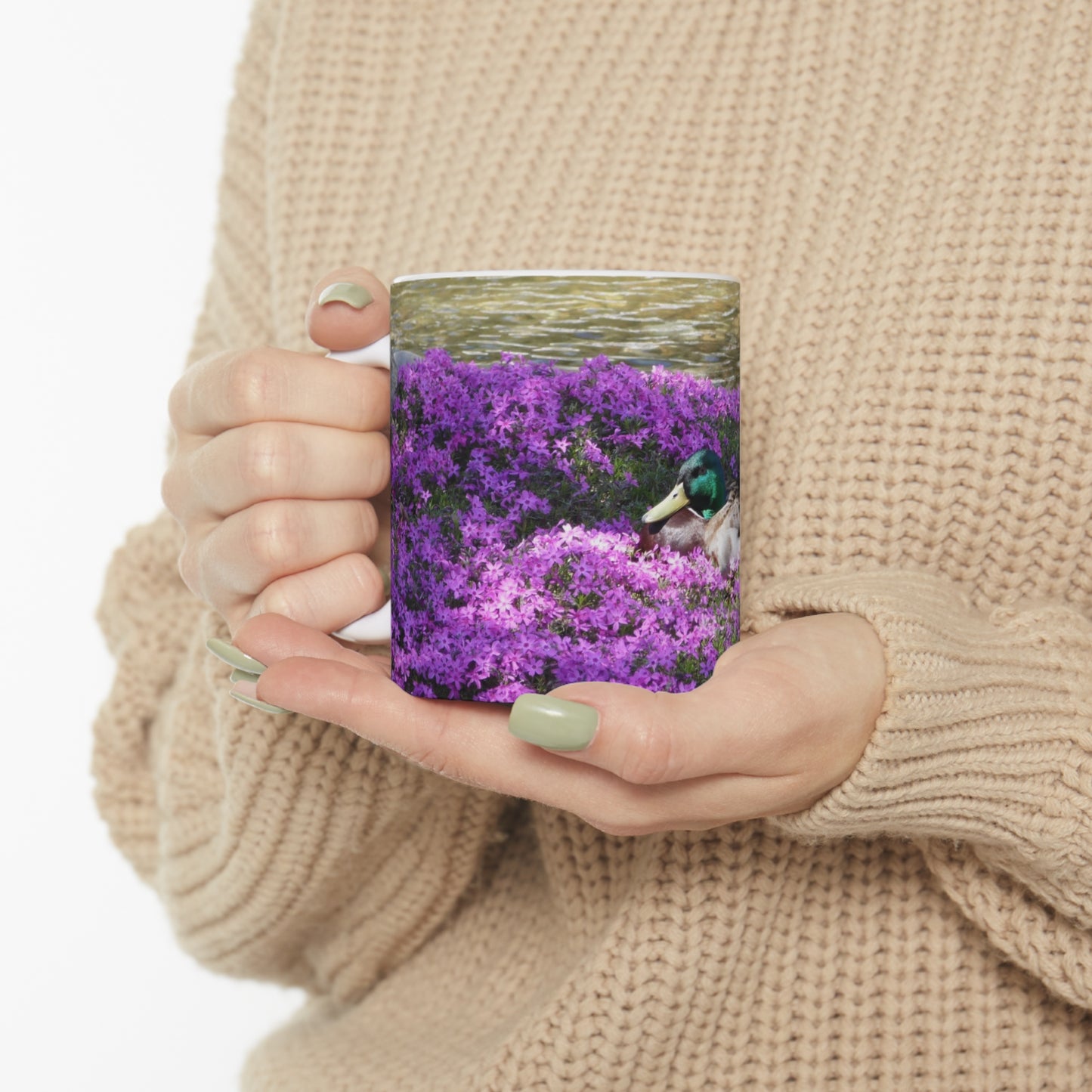 Duck Resting In Flowers Ceramic Mug 11oz