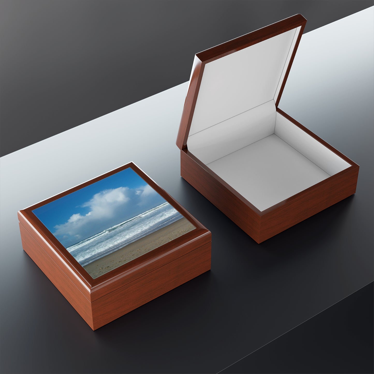 Blue Sky Beach Jewelry Box ~ 7.24"