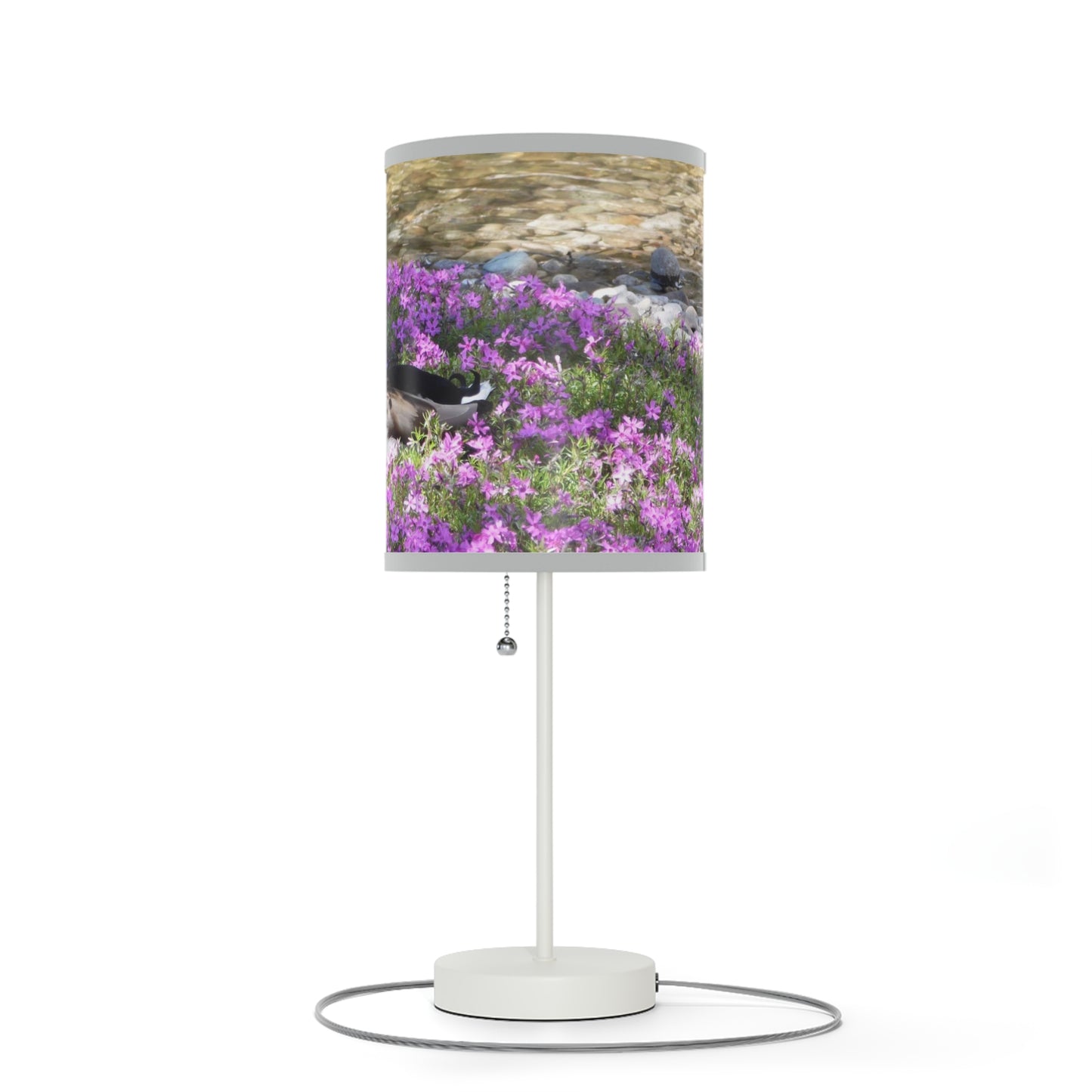 Duck Resting In Flowers Lamp on a Stand