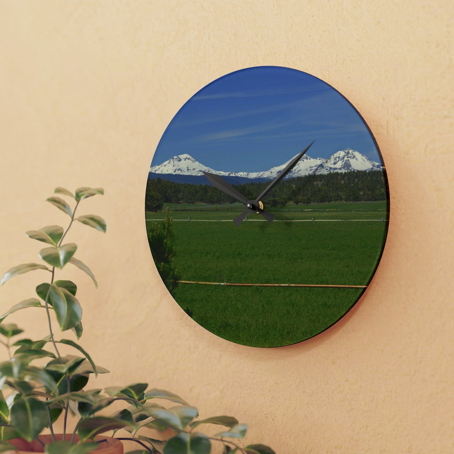 Mountain Pasture Acrylic Wall Clock