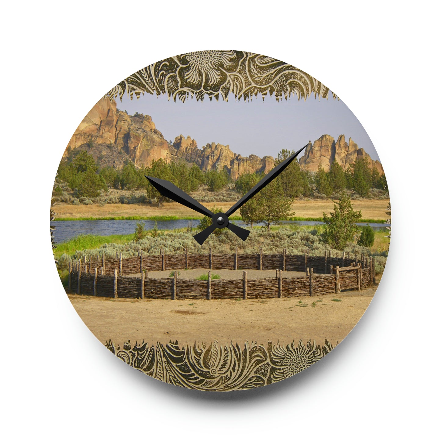 Scenic Round Pen Acrylic Wall Clock