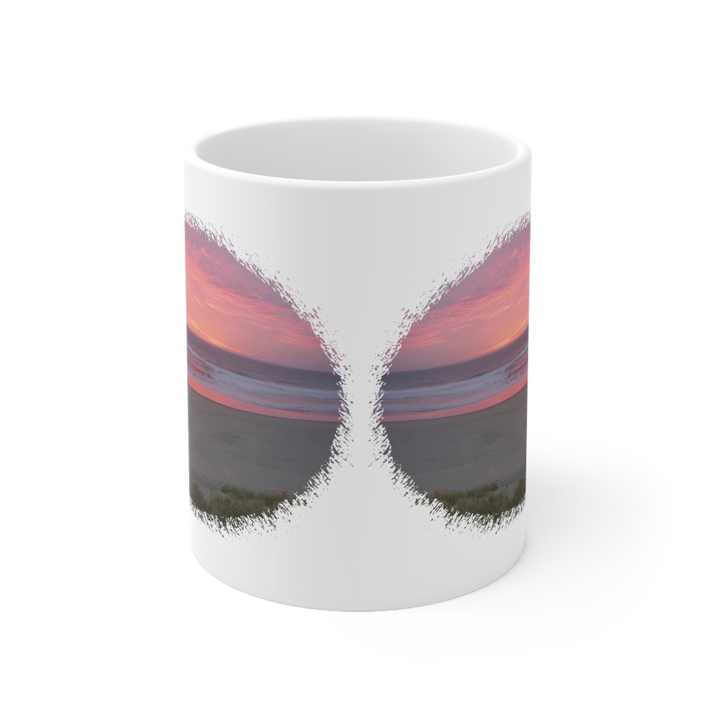 Pink Ocean Sunset Oval Ceramic Mug 11oz