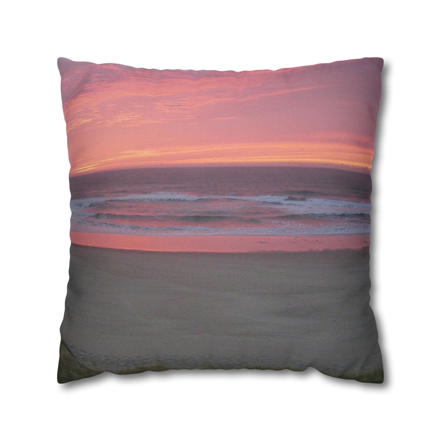 Pink Ocean Sunset Spun Polyester Pillow Case