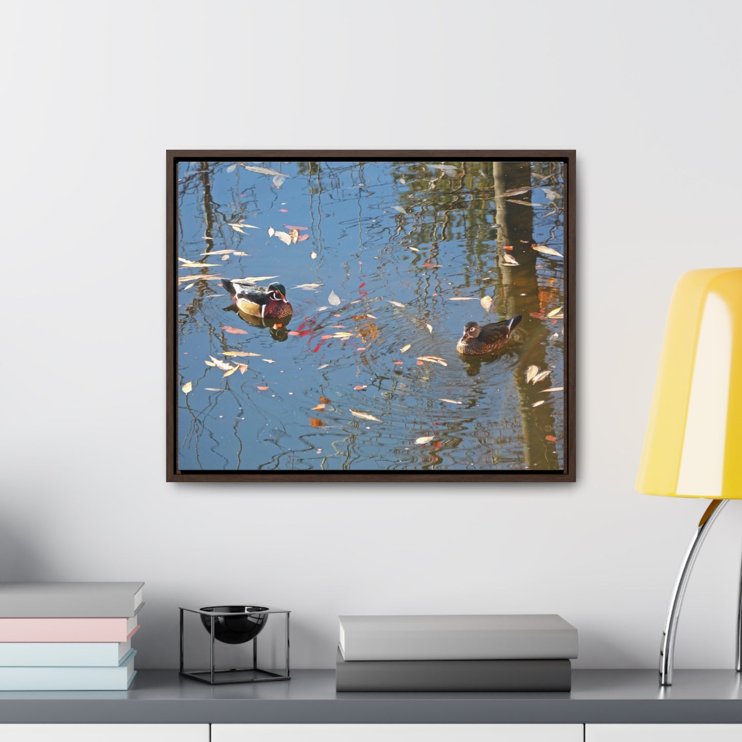 Autumn Wood Duck Couple Gallery Canvas Wraps Framed