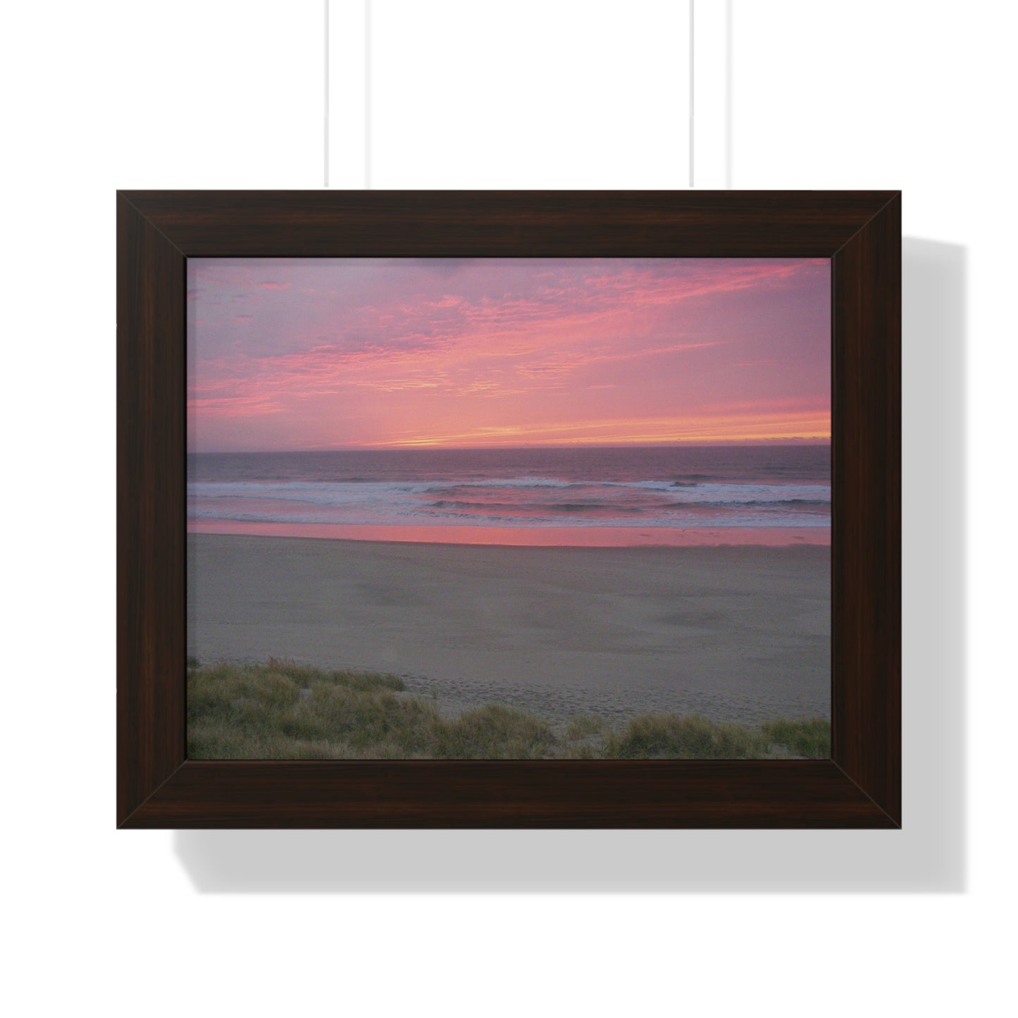 Pink Ocean Sunset Framed Horizontal Poster