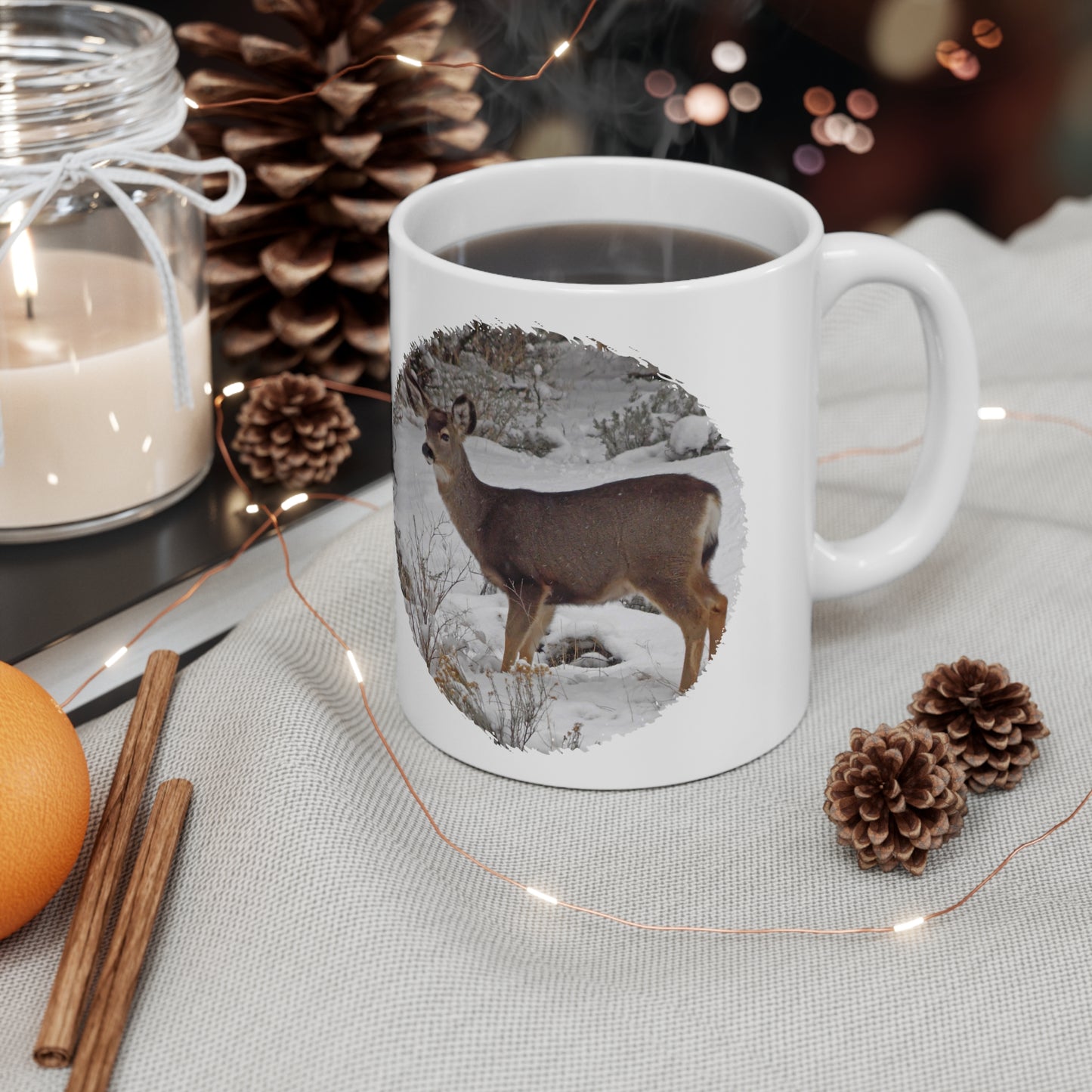 Snowy Deer Ceramic Mug 11oz