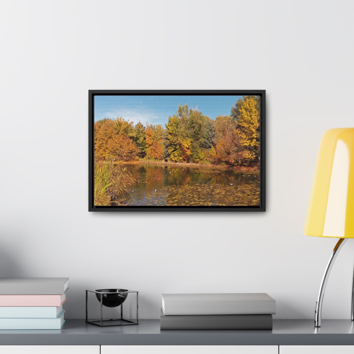 Autumn Duck Pond Gallery Canvas Wraps Framed