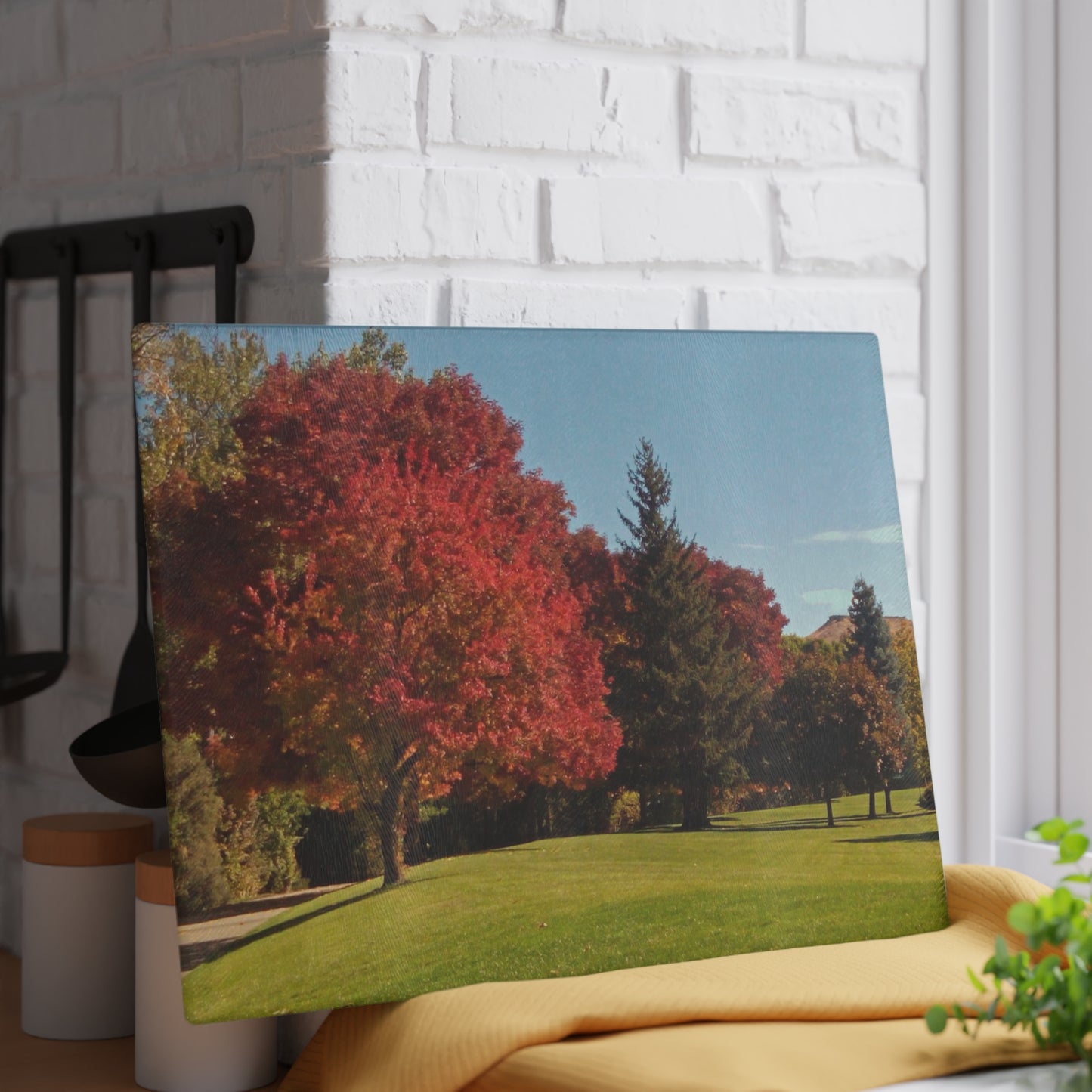 Autumn Lawn Glass Cutting Board Hand Wash
