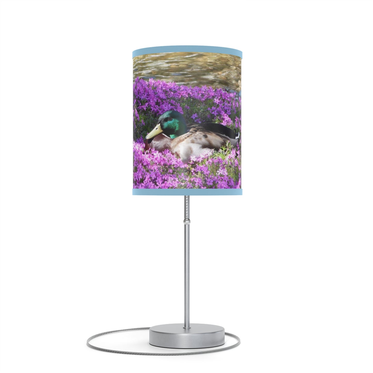 Duck Resting In Flowers Lamp on a Stand