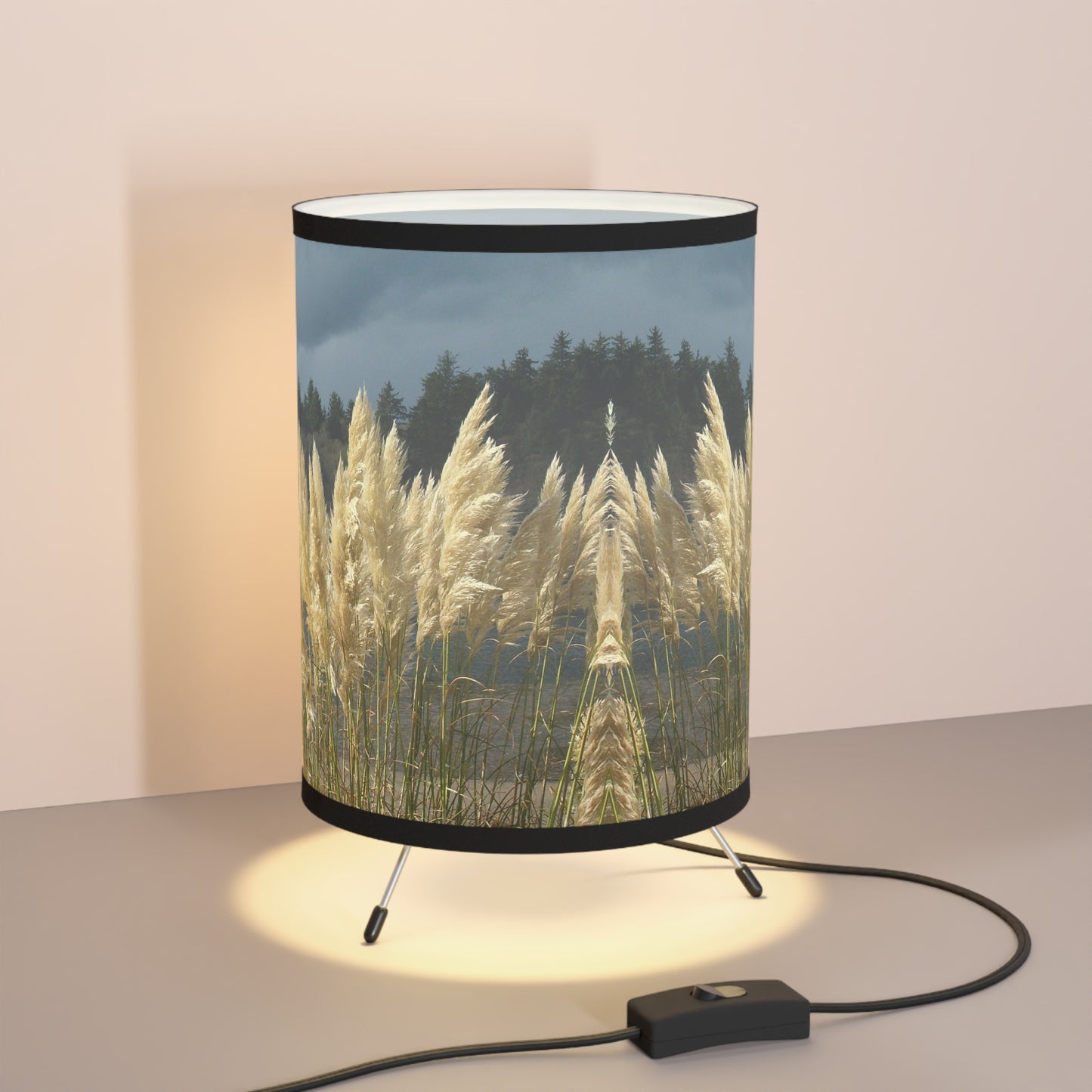 Golden Coastal Pampas Tripod Lamp