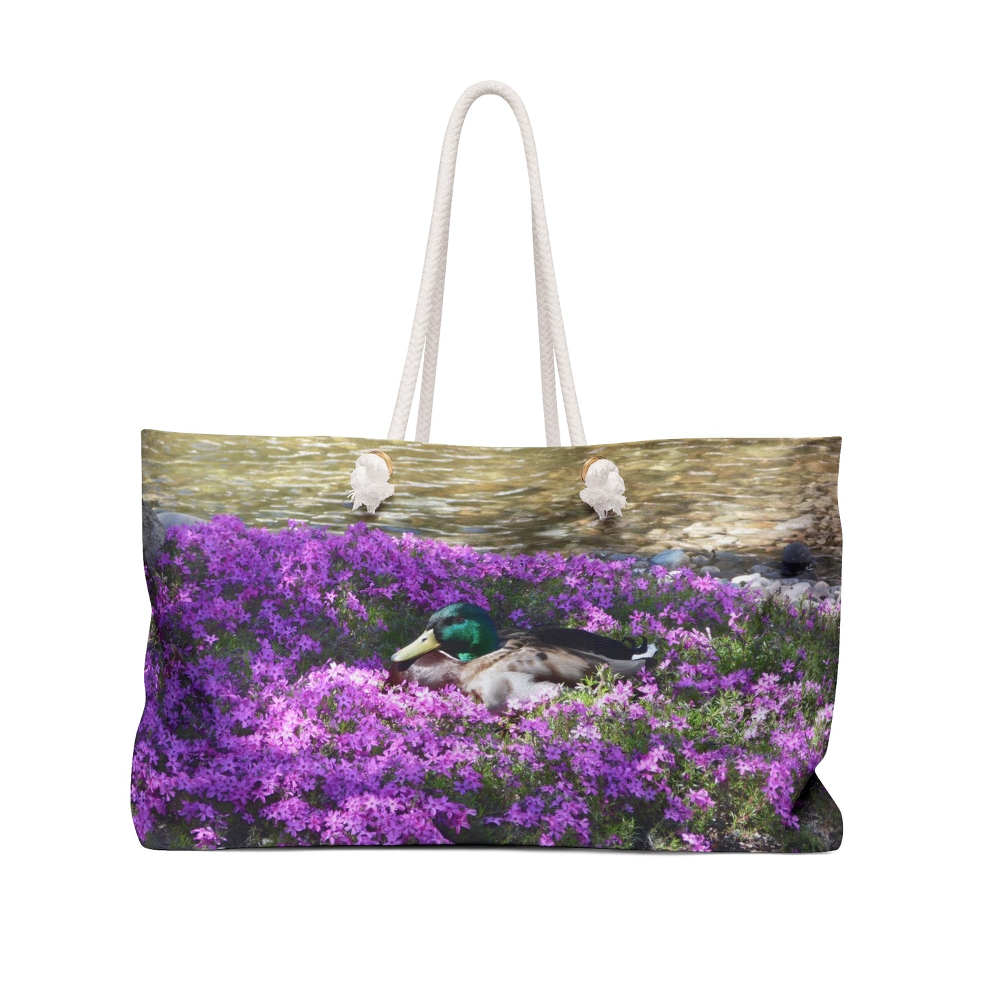 Duck Resting in Flowers Weekender Bag