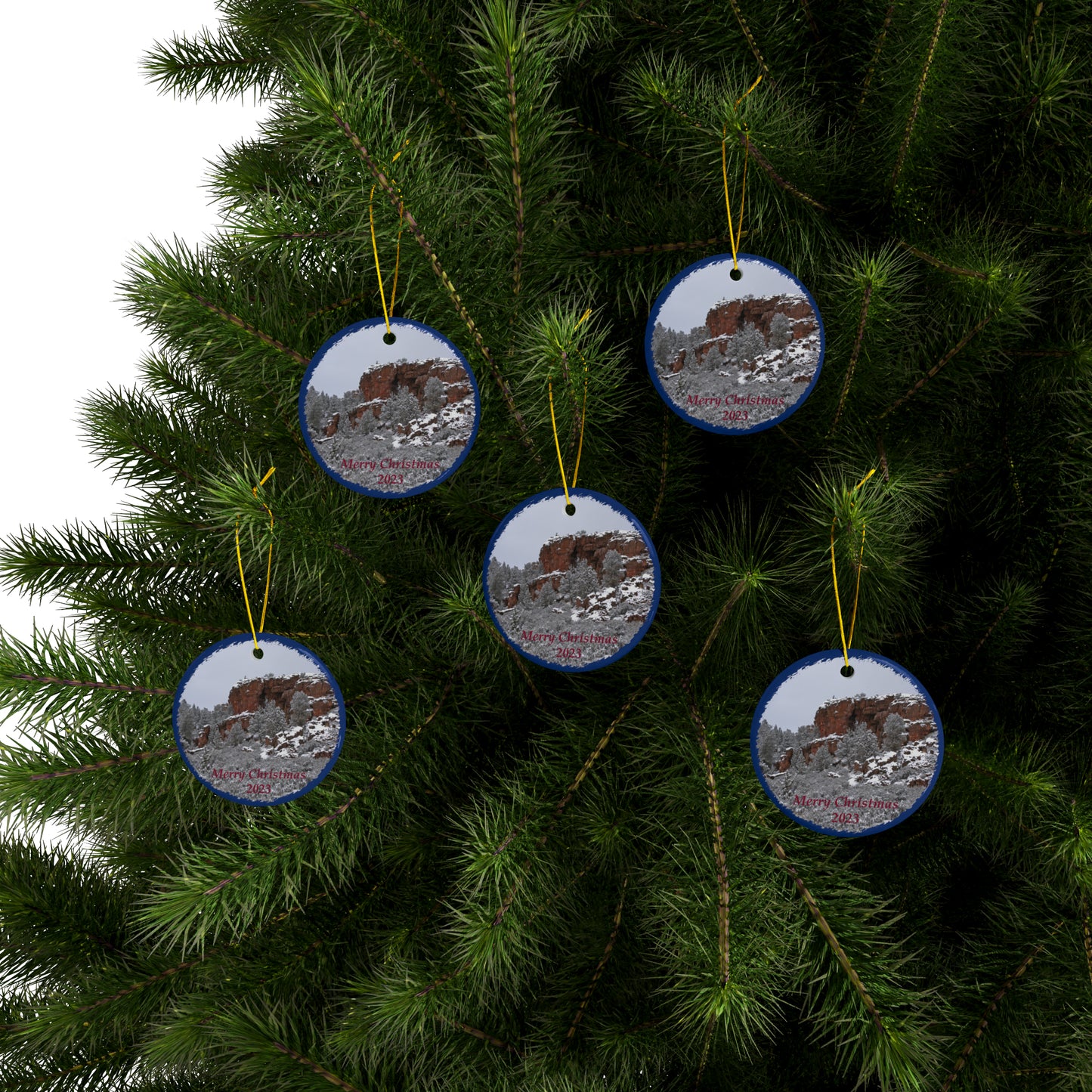 Winter Cliff Merry Christmas 2023 Ceramic Ornaments
