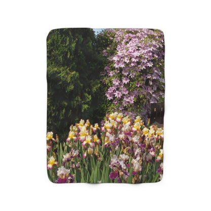 Sunny Iris Garden Sherpa Fleece Blanket