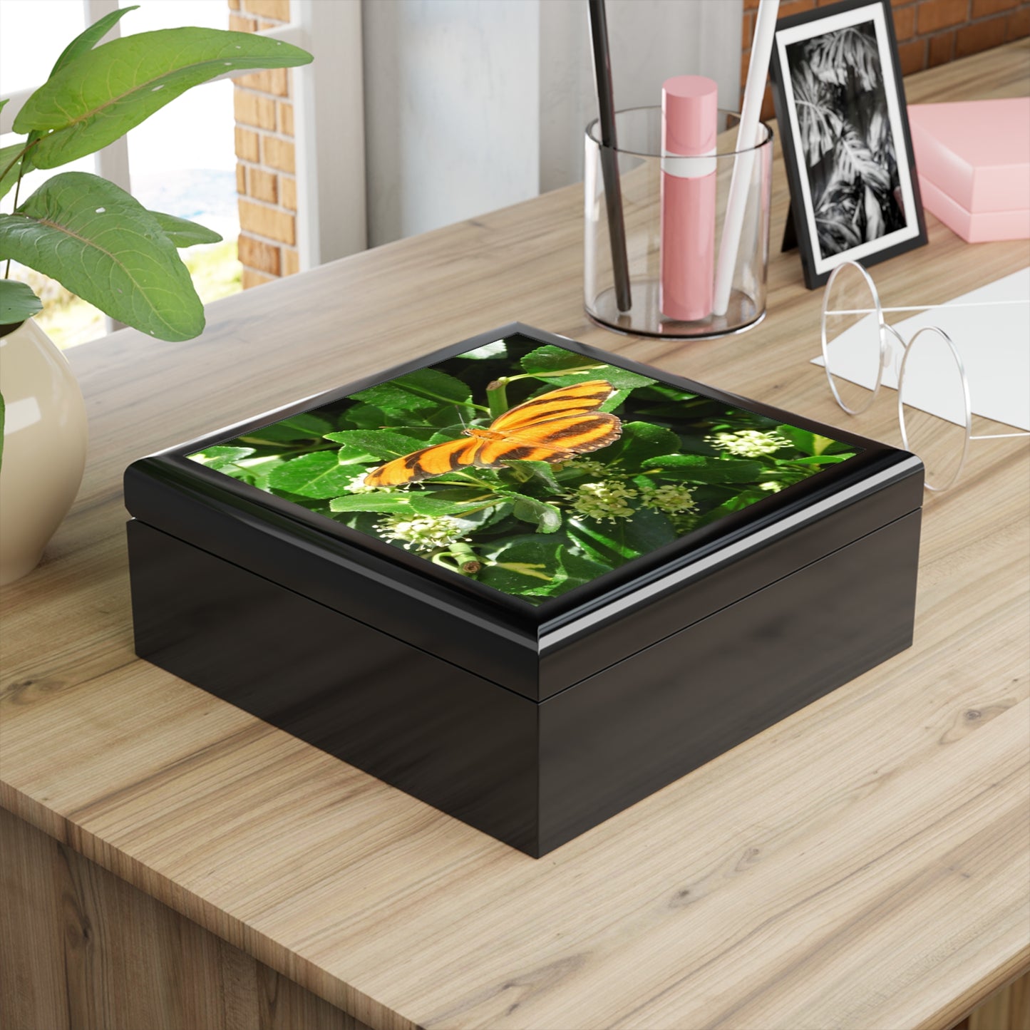 Golden Butterfly Jewelry Box ~ 7.24"