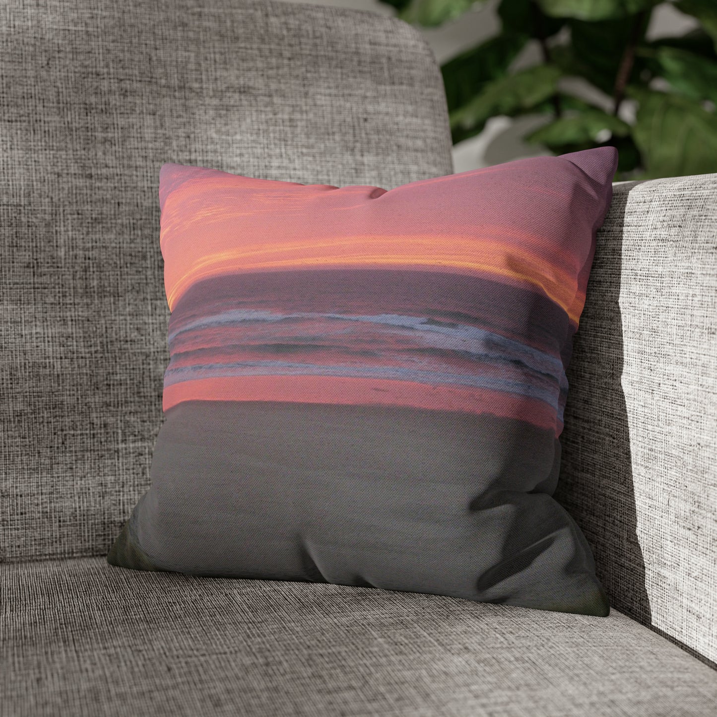 Pink Ocean Sunset Spun Polyester Pillow Case