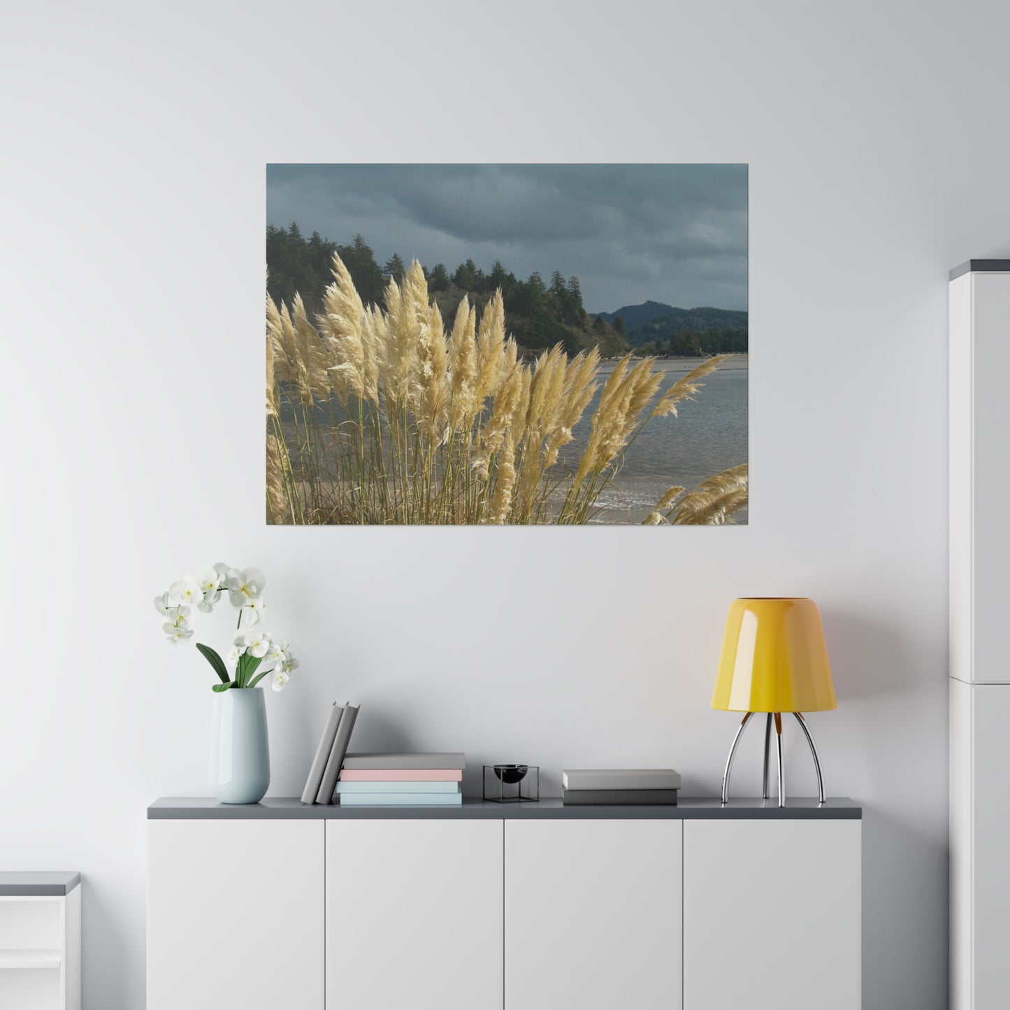 Golden Coastal Pampas Matte Canvas