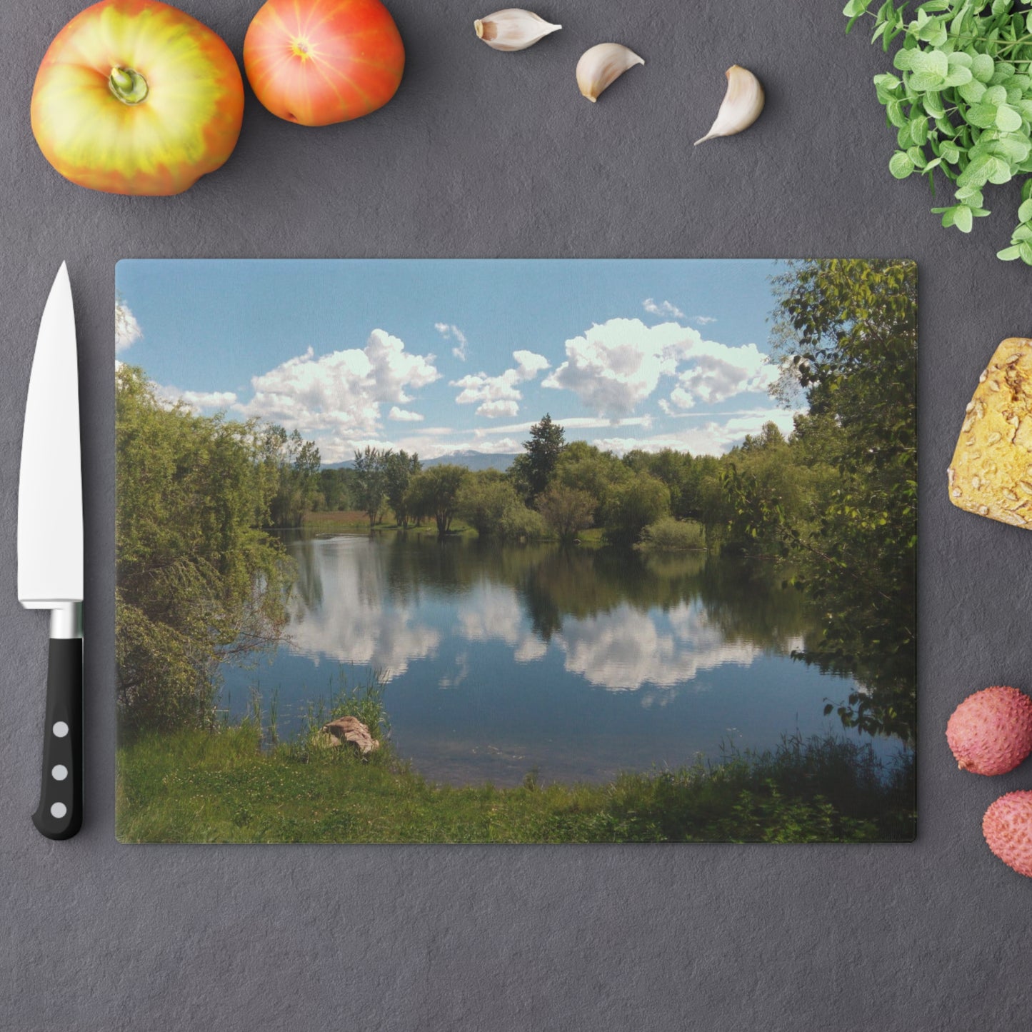 Peaceful Pond Cutting Board Dishwasher Safe