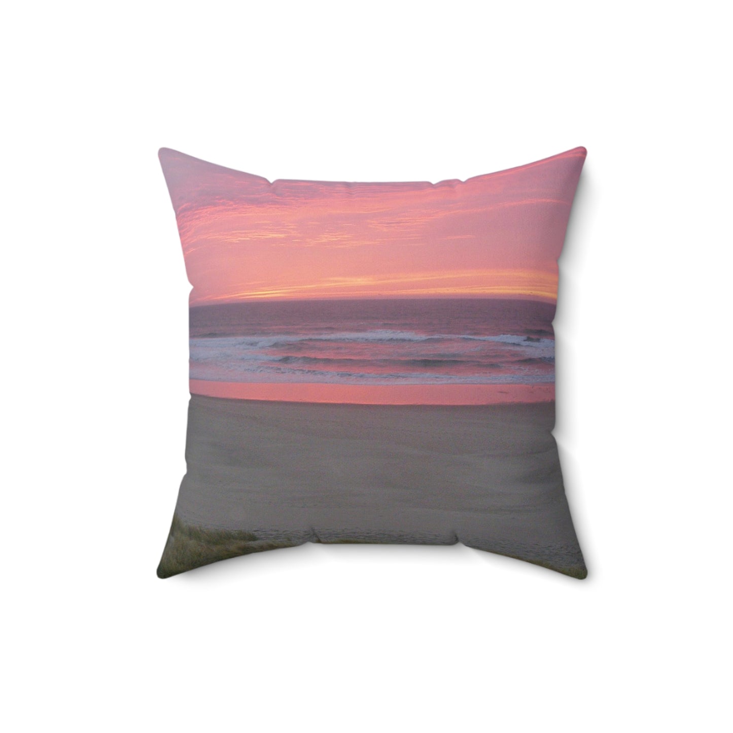 Pink Ocean Sunset Spun Polyester Square Pillow