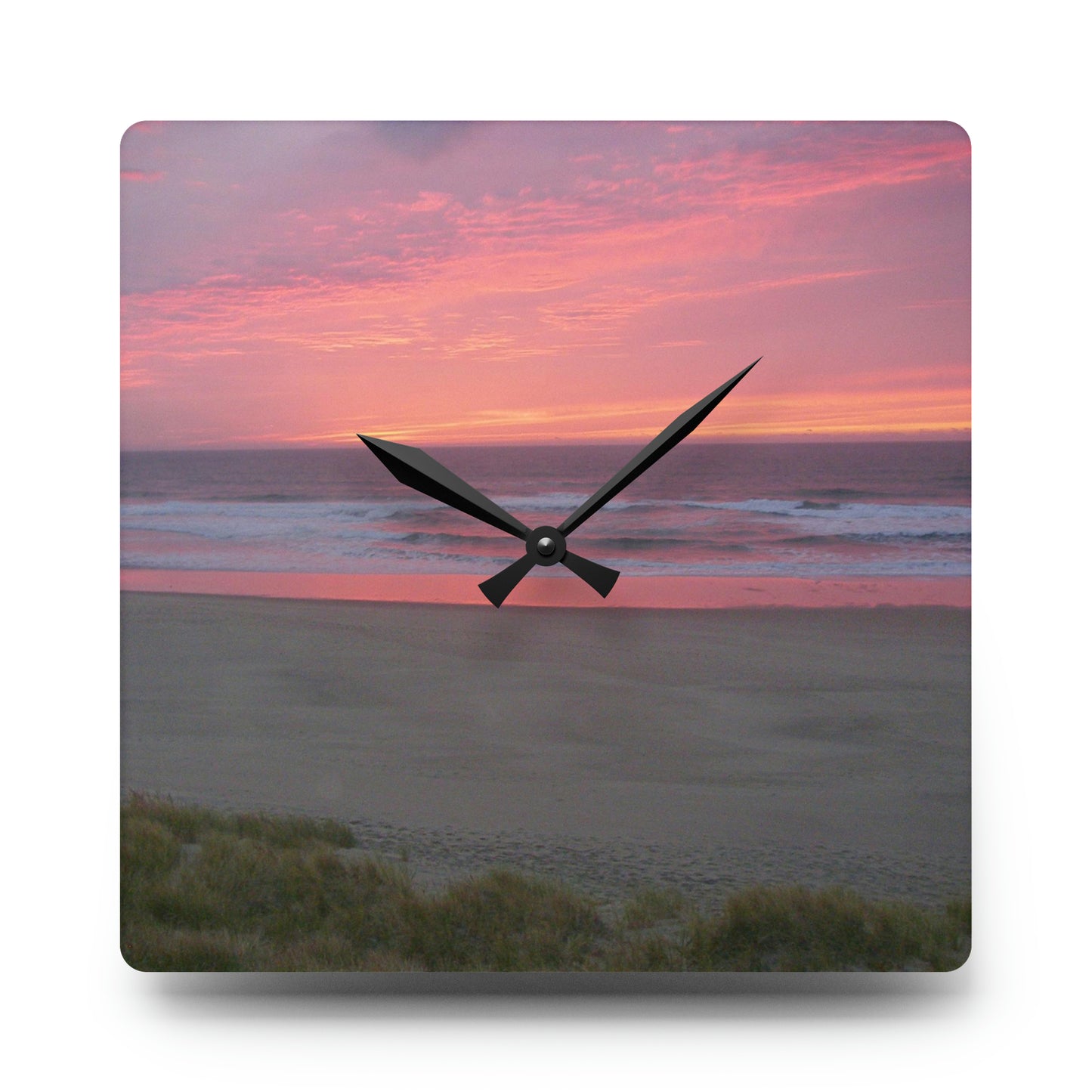 Pink Ocean Sunset Acrylic Wall Clock