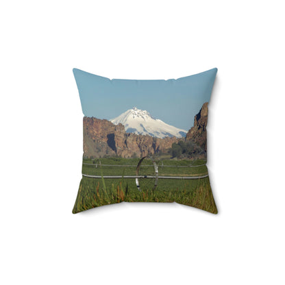 Mountain & Rocky Cliffs Spun Polyester Square Pillow