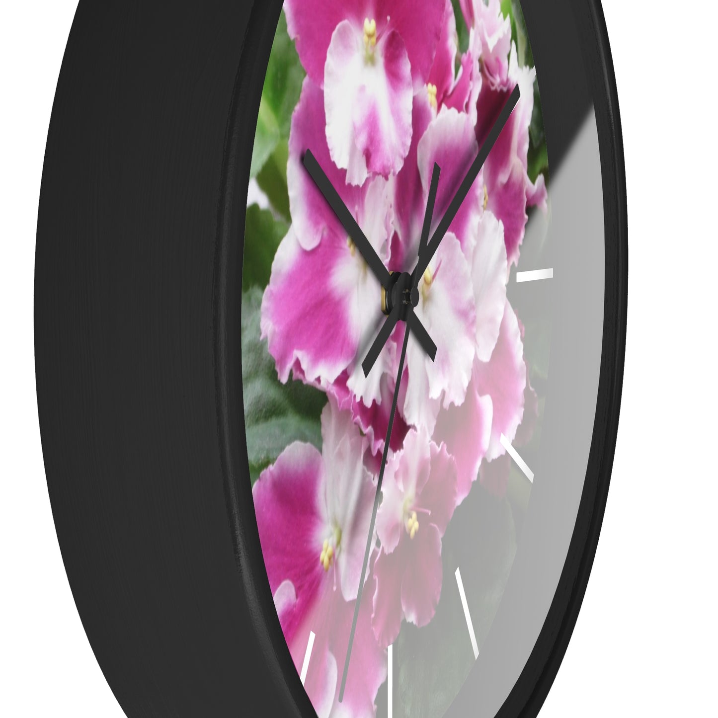 African Violet Framed Wall Clock