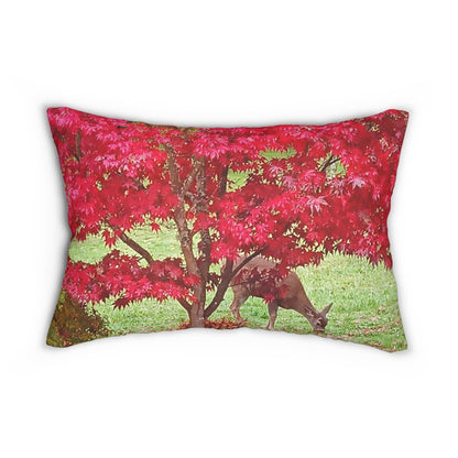 Autumn Deer Spun Polyester Lumbar Pillow