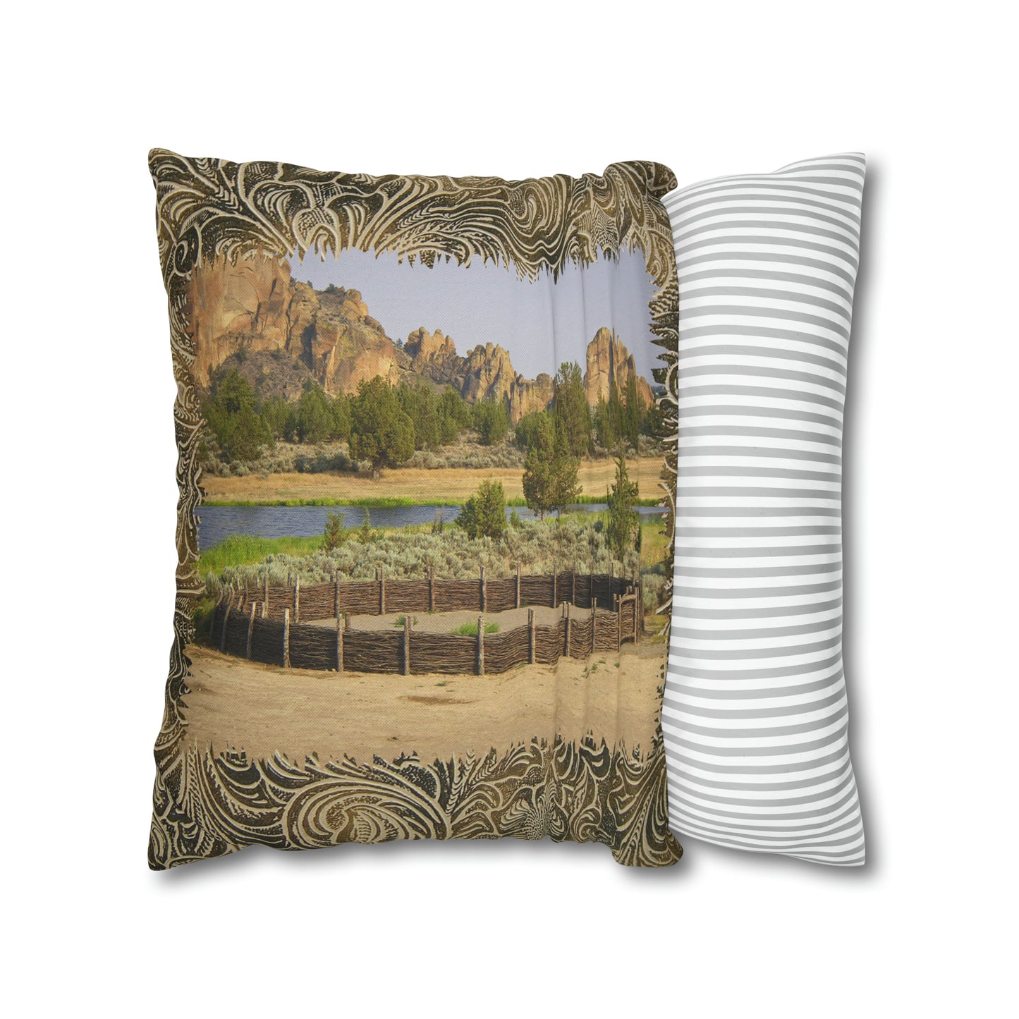 Scenic Round Pen Spun Polyester Pillow Case