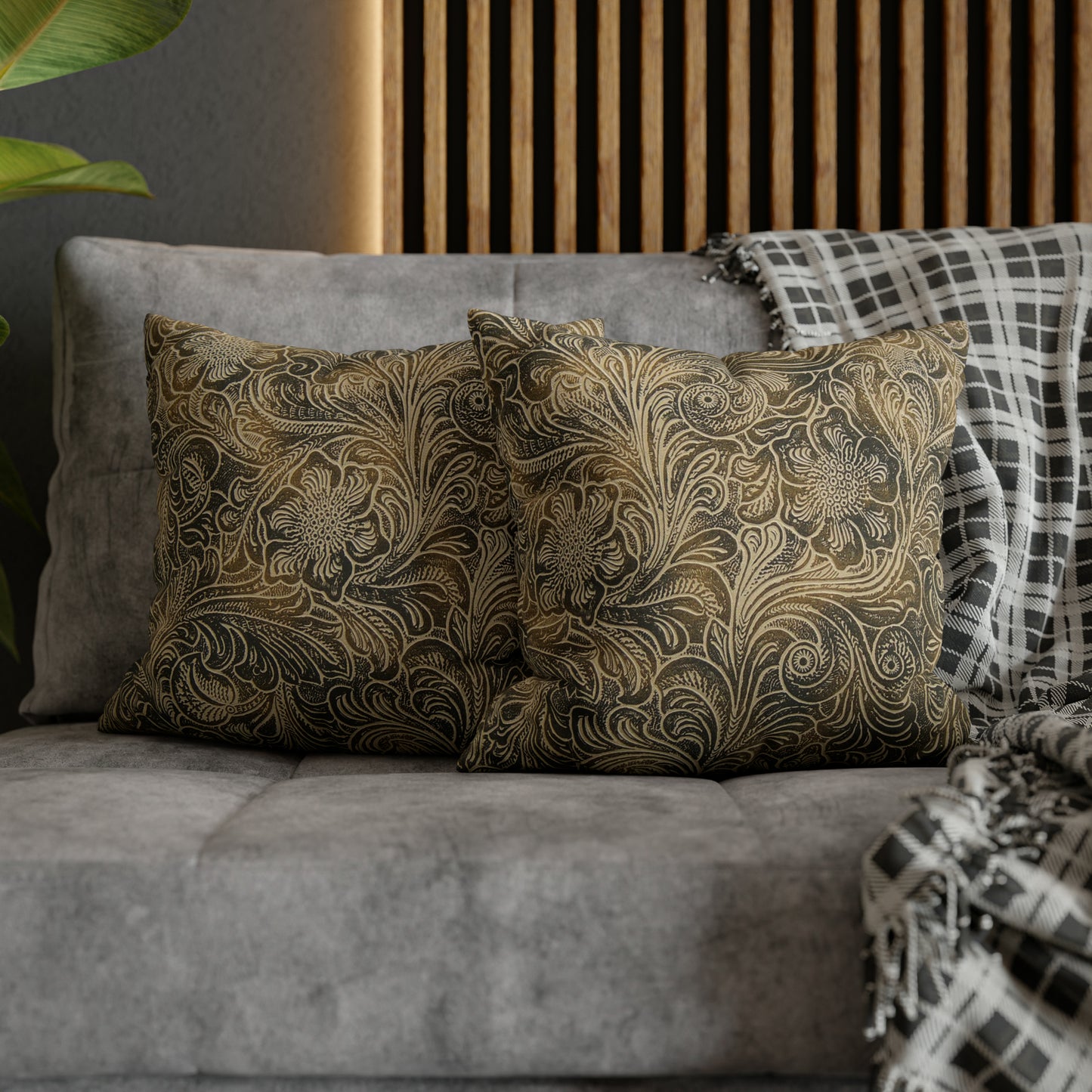 Western Leather Print Spun Polyester Pillow Case