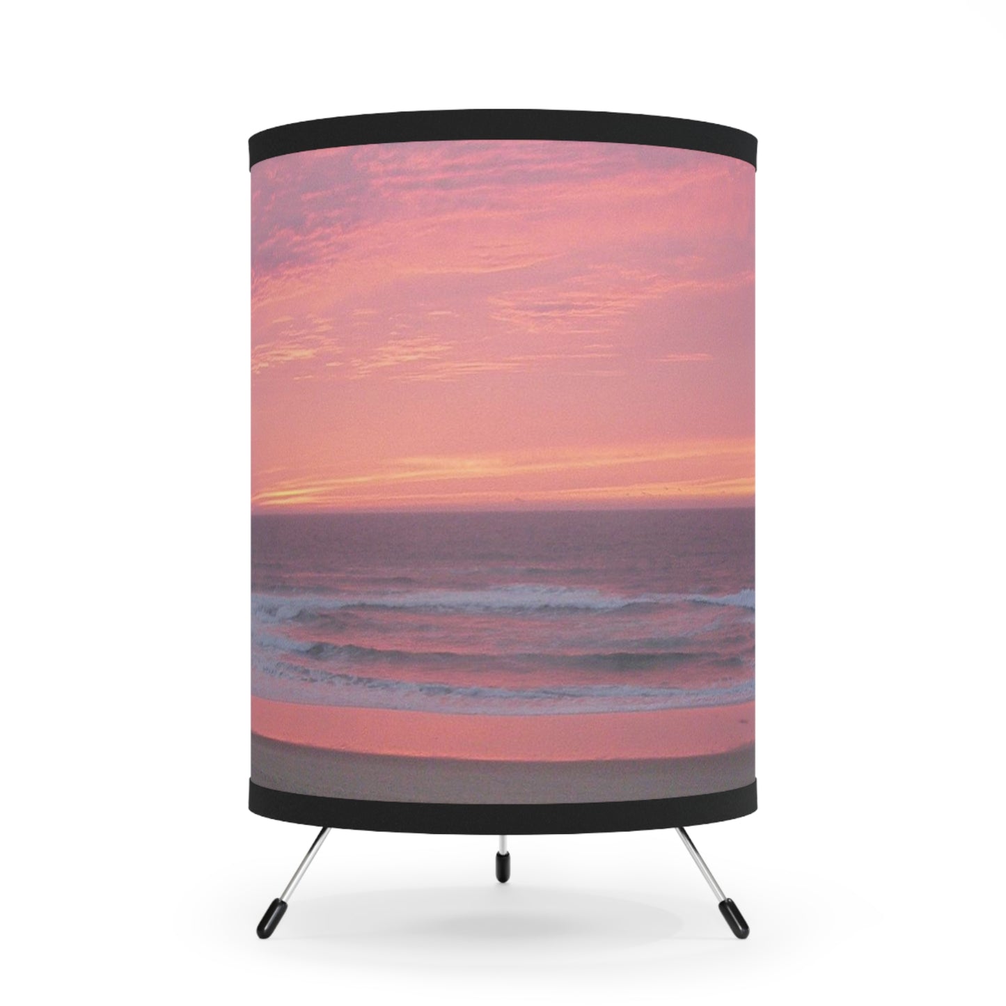 Pink Ocean Sunset Tripod Lamp